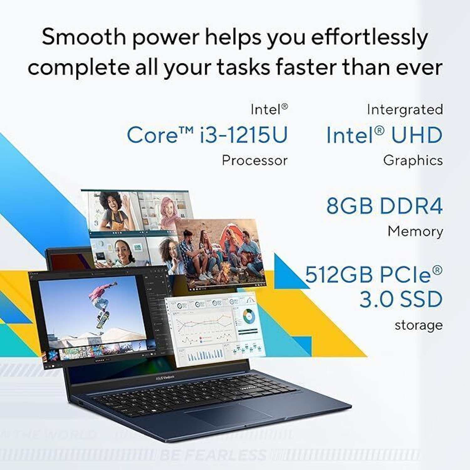 Image of ASUS Vivobook 14 Intel Core i3 12th Gen 1215U - (8 GB /512 GB SSD /Windows 11 Home) X1404ZA-NK321WS Thin and Light Laptop