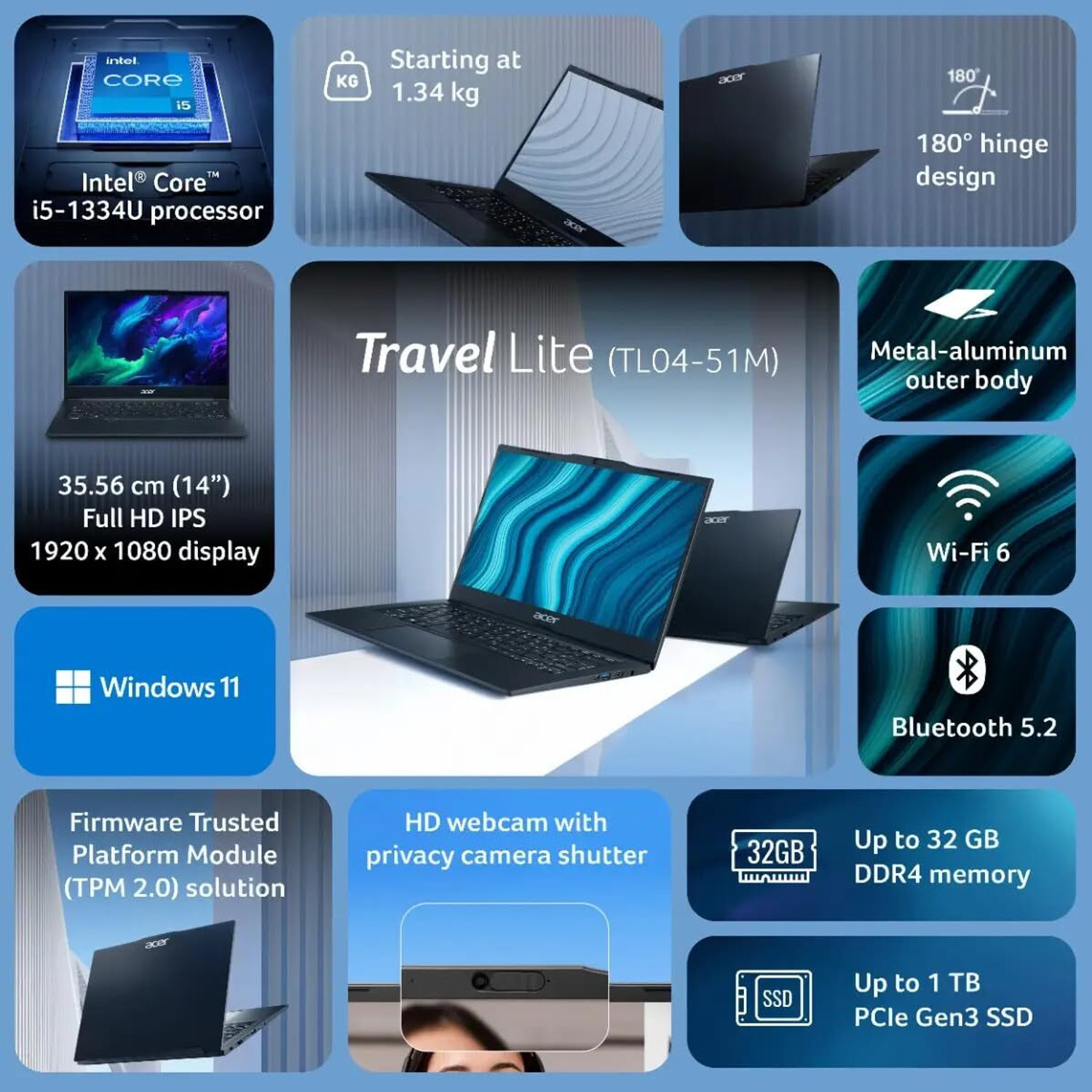 Image of Acer Intel Core i5 - (8 GB /512 GB SSD /Windows 11 Home) TL04-51M Laptop