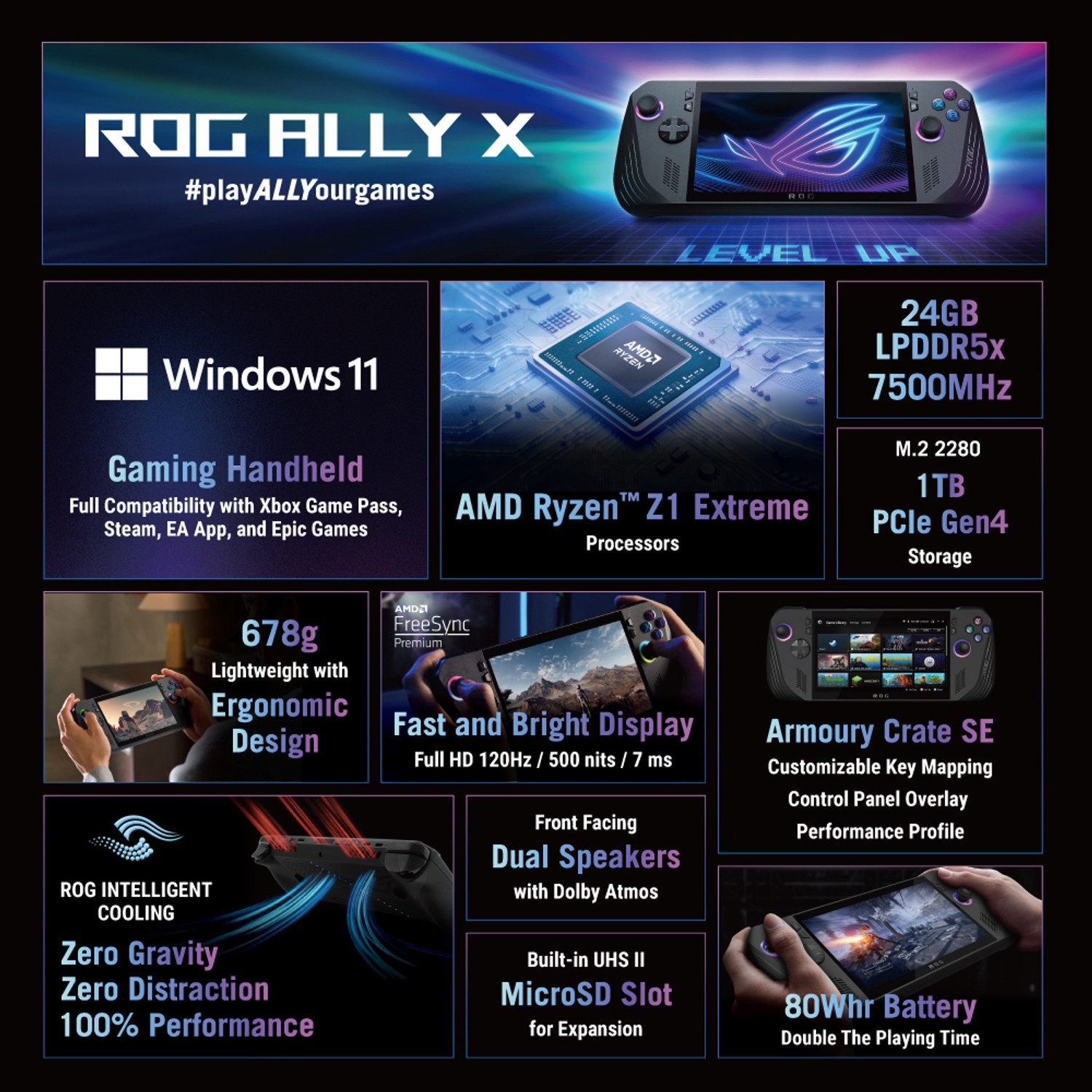 Image of ASUS ROG Ally X AMD Ryzen Z1 Octa Core Extreme - (24 GB /1 TB SSD /Windows 11 Home) RC72LA-NH021W Handheld Gaming PC