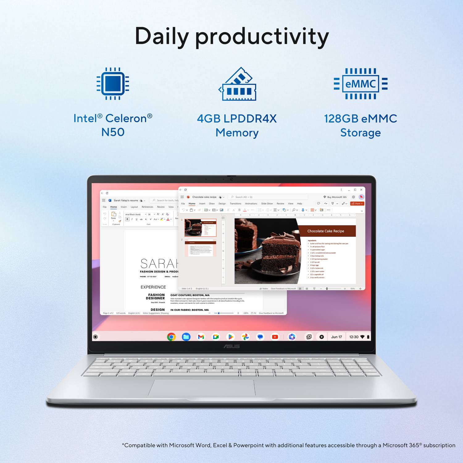 ASUS Chromebook CX15 Intel Celeron Dual Core N50 Silver - Image 3