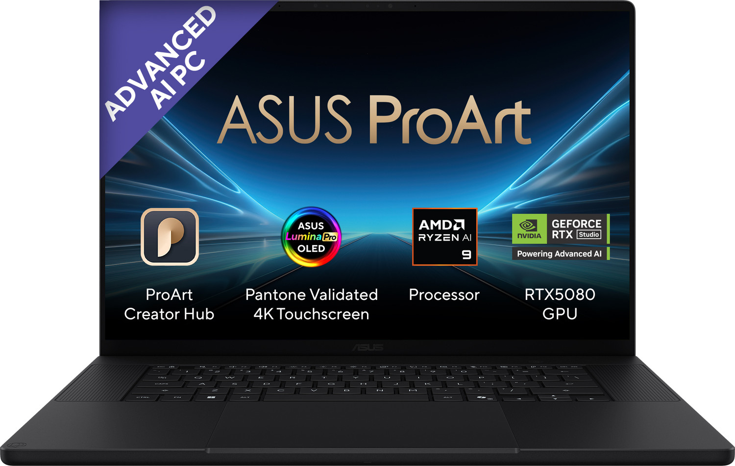 Image of ASUS ProArt P16 (2026) for Creator with Touch Screen,AI PC AMD Ryzen AI 9 12 Core 370HX - (32 GB /1 TB SSD /Windows 11 Home /16 GB Graphics /NVIDIA GeForce RTX 5080 /120 Hz) H7606WW-SE066WS Gaming Laptop