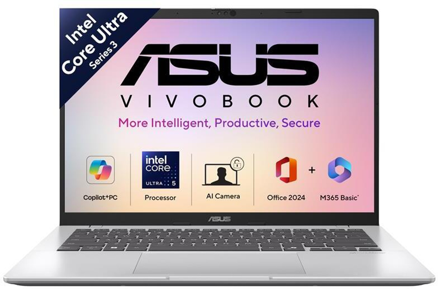 Image of ASUS Vivobook 14 (2026) AI PC with Office 2024 + M365 Basic*, Copilot+ PC Intel Core Ultra 5 Series 3 325 - (16 GB /512 GB SSD /Windows 11 Home) X1407AA-LY029WS Thin and Light Laptop