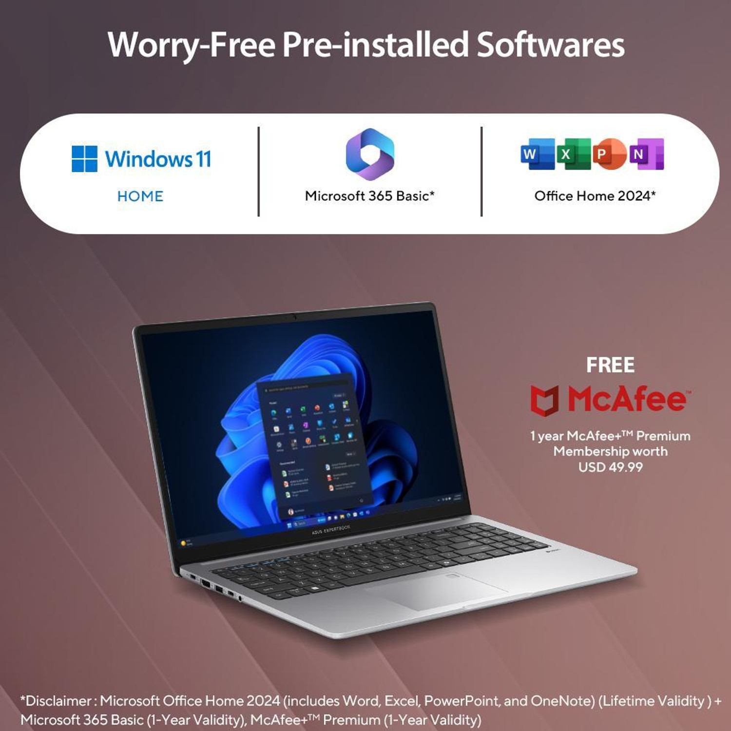 Image of ASUS ExpertBook P1 with 1 Yr ADP (i3 14th Gen) Intel Core 3 100U - (16 GB /512 GB SSD /Windows 11 Home) P1503CVAI-S70006WS Thin and Light Laptop