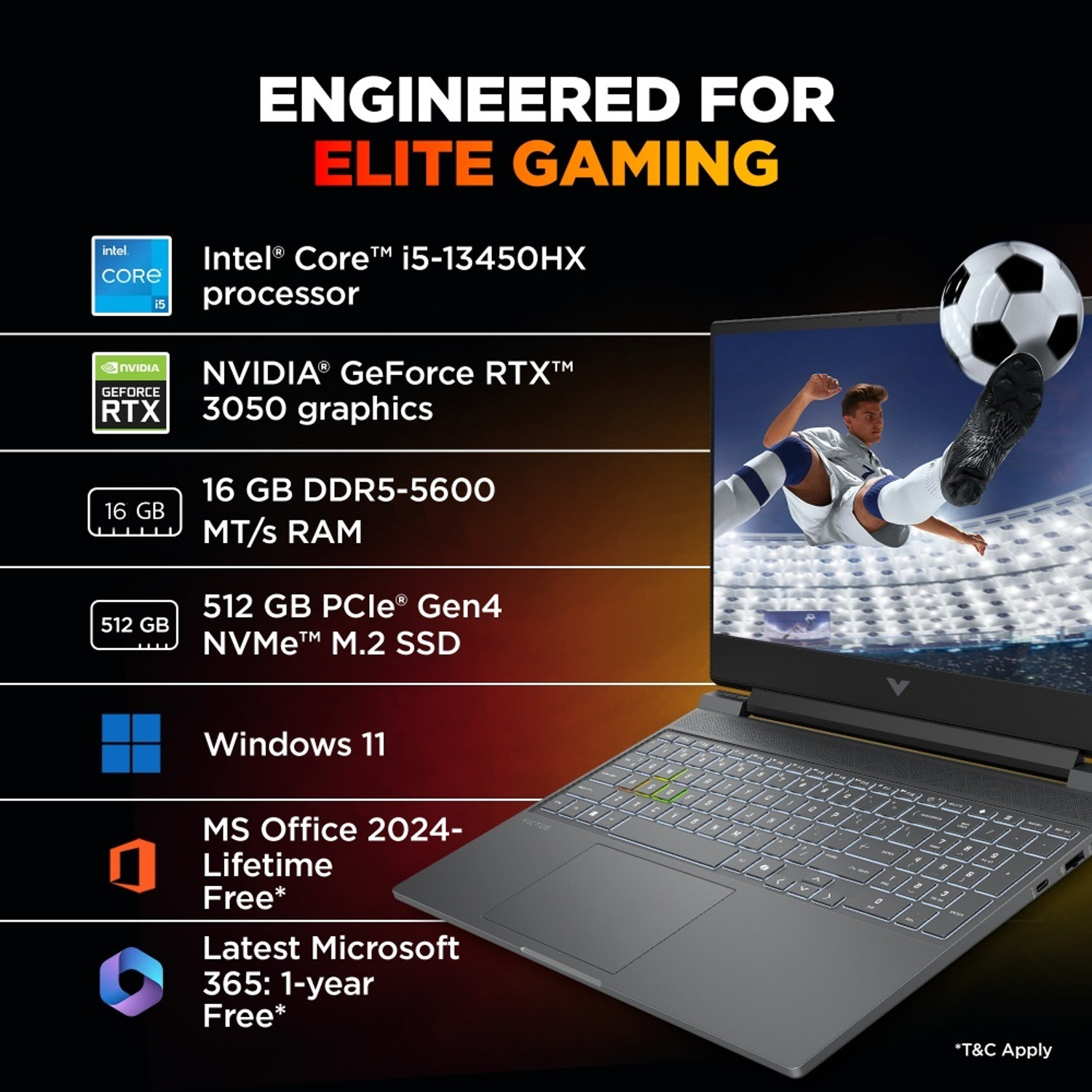 Image of HP Victus Intel Core i5 13th Gen 13450HX - (16 GB /512 GB SSD /Windows 11 Home /6 GB Graphics /NVIDIA GeForce RTX 3050) 15-fa2652TX Gaming Laptop