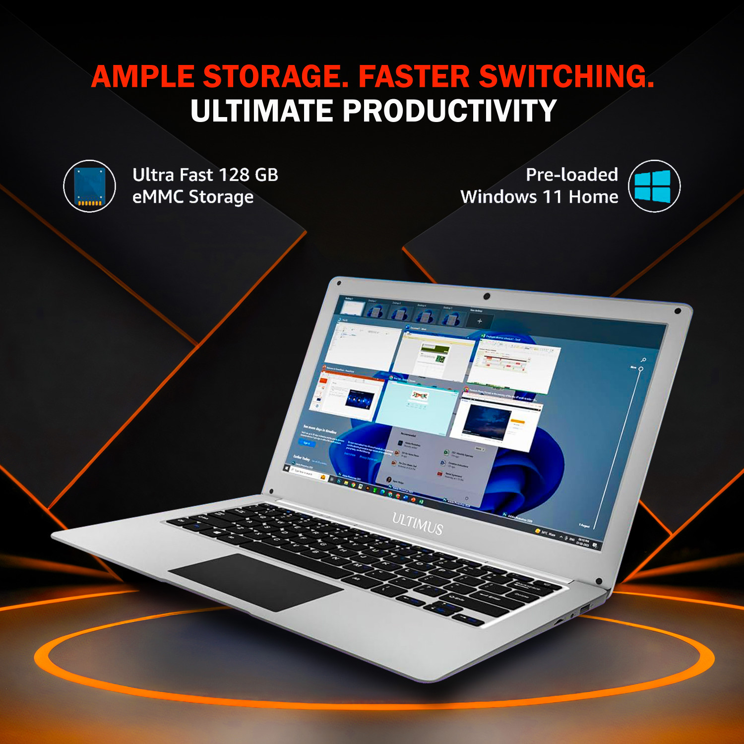 Image of Ultimus Pro New Intel Celeron Dual Core - (4 GB /128 GB EMMC Storage /Windows 11 Home) NU14U7INC43BN-SL Laptop