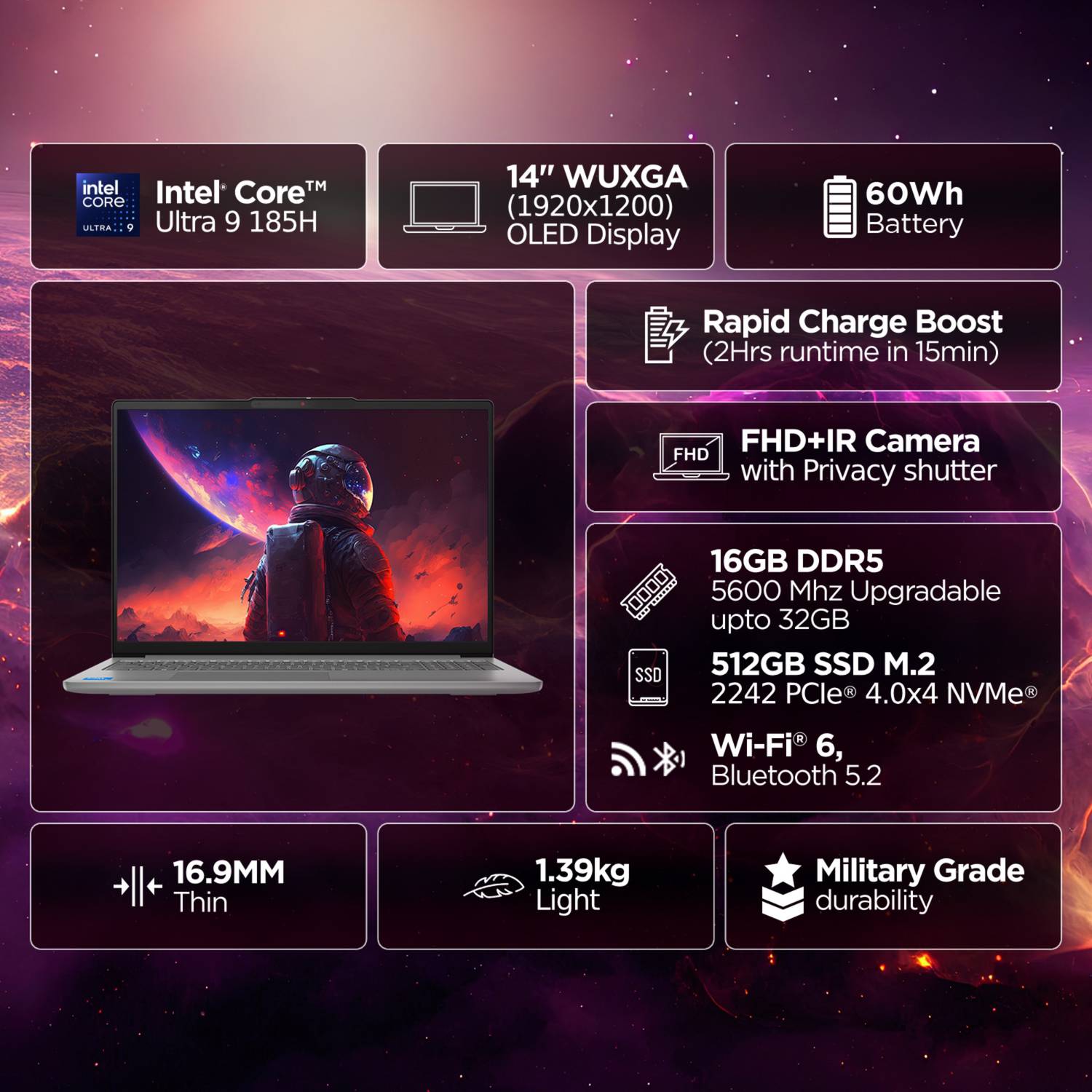 Lenovo IdeaPad Slim 5 OLED Display Intel Core Ultra 9 185H - (16 ... more
