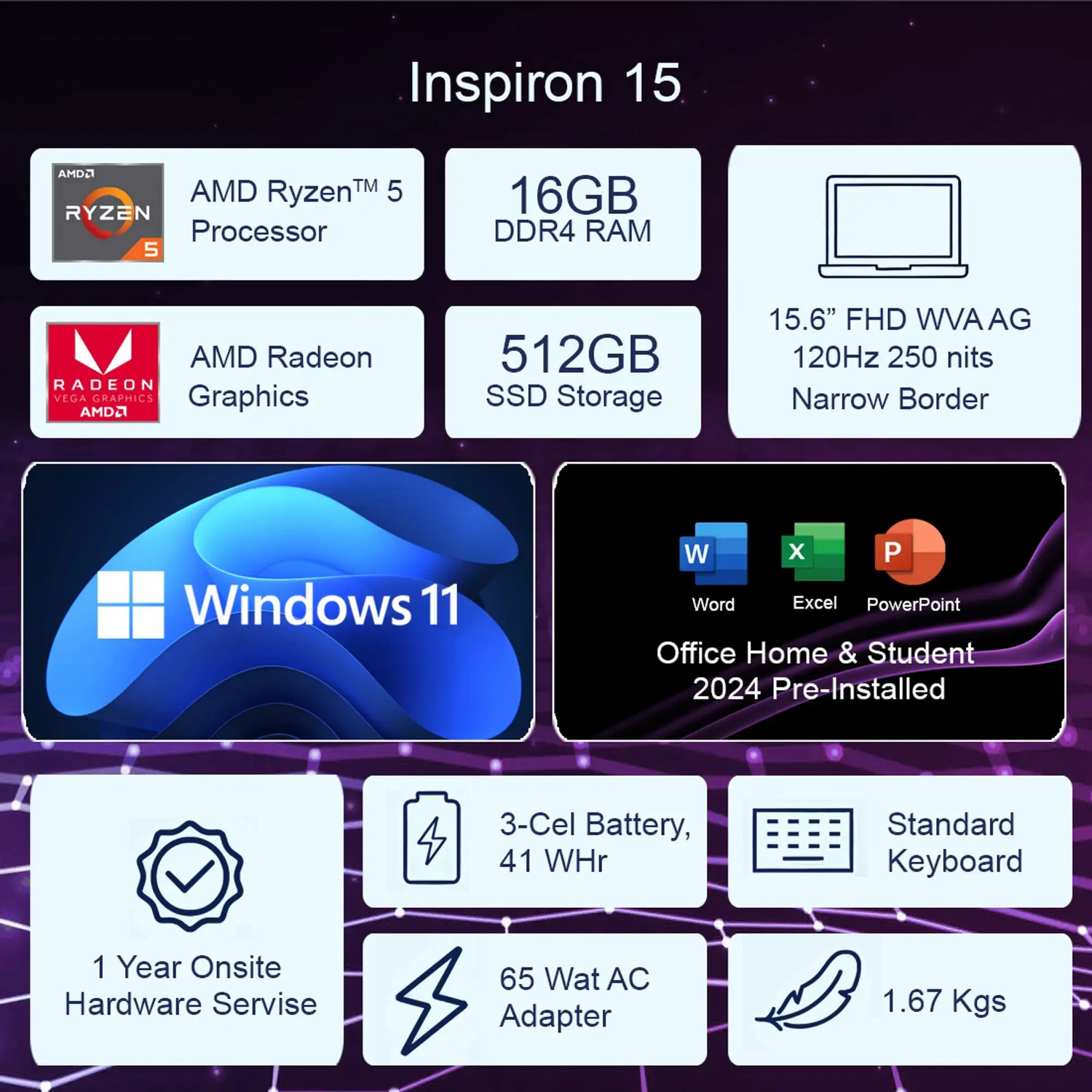 Image of DELL AMD Ryzen 5 Hexa Core - (16 GB /512 GB SSD /Windows 11 Home /16 GB Graphics) 3535 Thin and Light Laptop