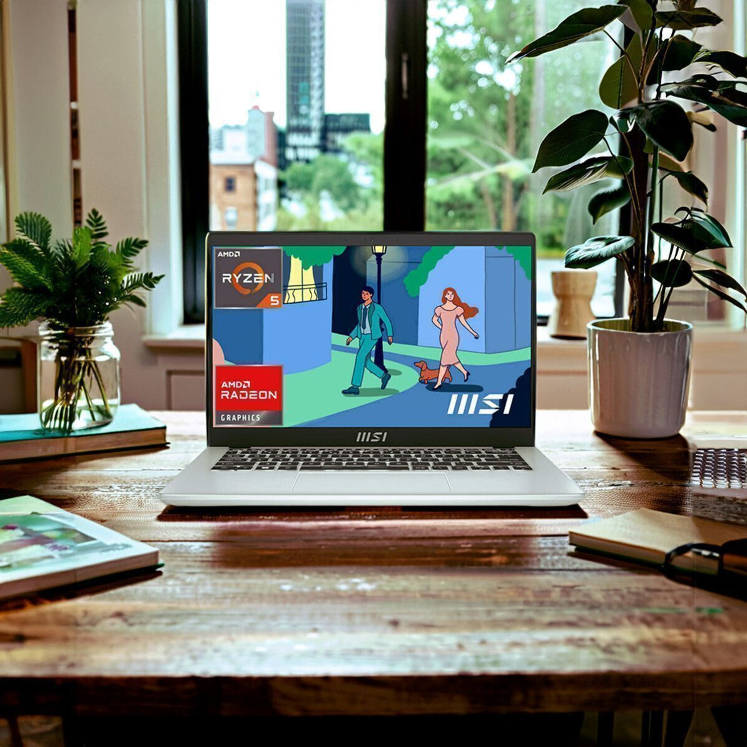 Image of MSI Modern 14 AMD Ryzen 5 Hexa Core 7530U - (16 GB /512 GB SSD /Windows 11 Home) Modern 14 C7M-062IN Thin and Light Laptop