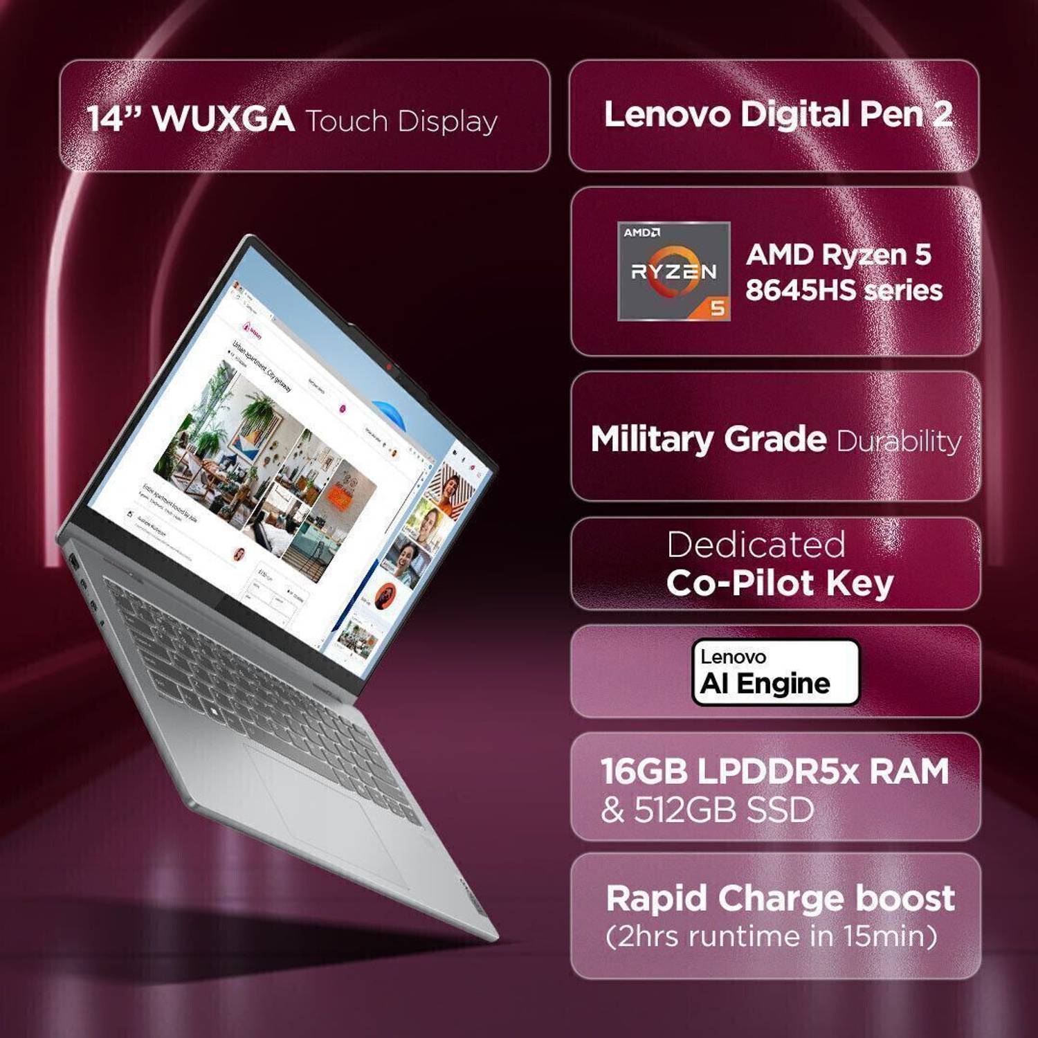 Lenovo IdeaPad 5 2-in-1 WUXGA IPS AMD Ryzen 5 Hexa Core 8645HS