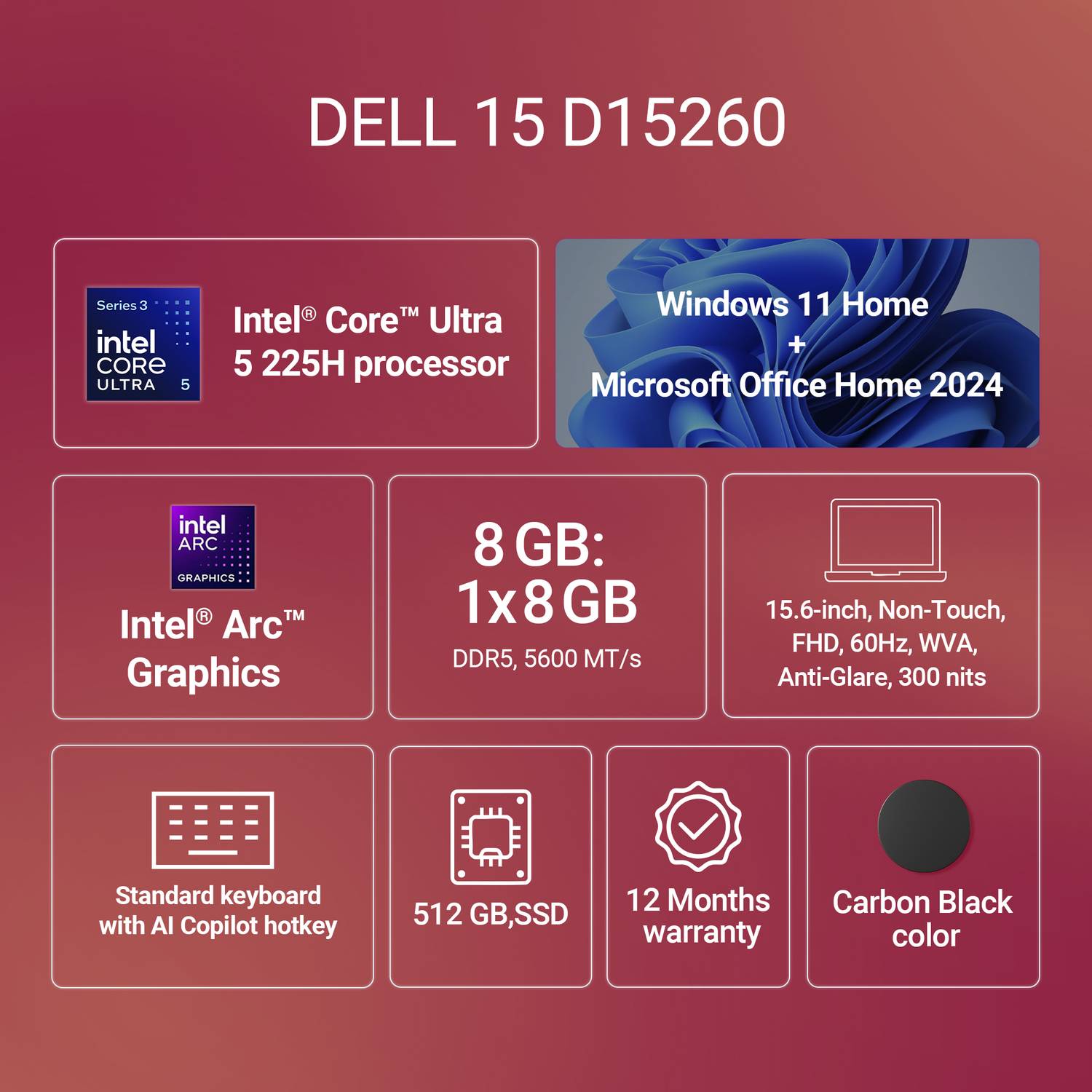 DELL 15 AI Powered Intel Core Ultra 5 225H - 3530 - Image 2
