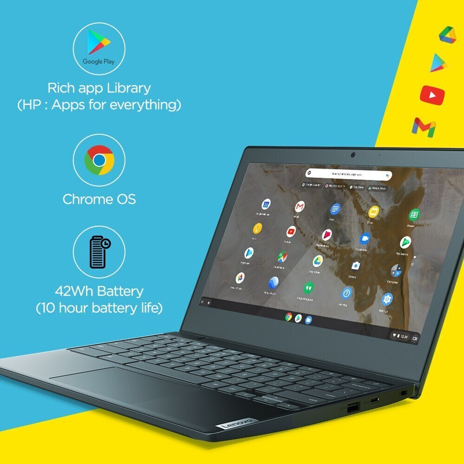 Image of Lenovo Chromebook Intel Celeron Dual Core N4020 - (4 GB /64 GB EMMC Storage /Chrome OS) 11IGL05 Chromebook