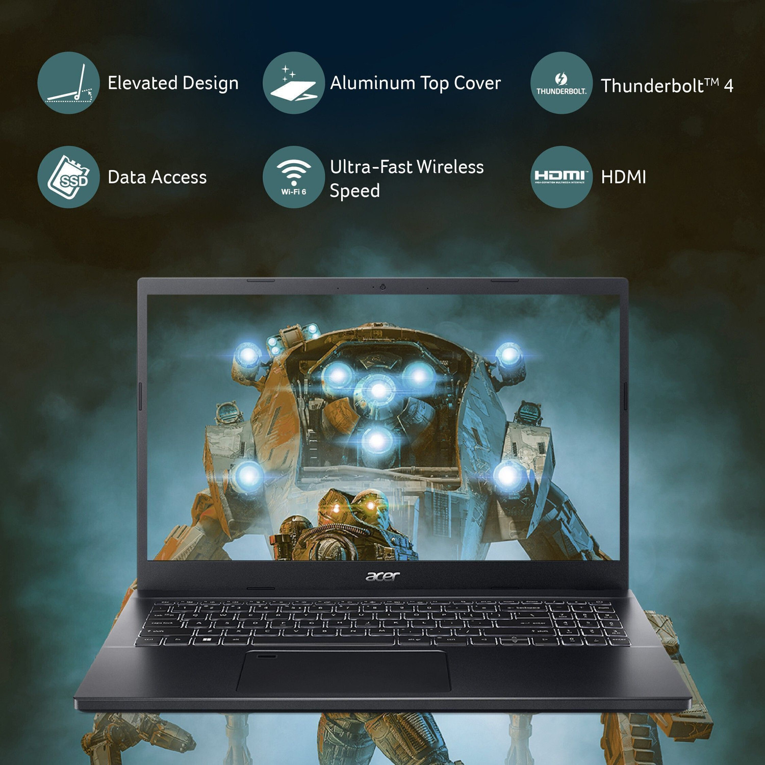Image of Acer Aspire 7 Intel Core i5 12th Gen 1240P - (16 GB /512 GB SSD /Windows 11 Home /4 GB Graphics /NVIDIA GeForce RTX 3050) A715-51G Gaming Laptop