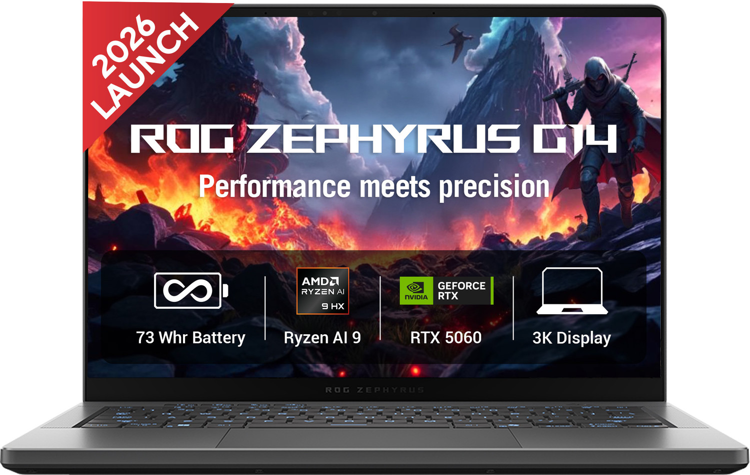 Image of ASUS ROG Zephyrus G14 OLED (2026) AMD Ryzen AI 9 10 Core 465 - (16 GB /1 TB SSD /Windows 11 Home /8 GB Graphics /NVIDIA GeForce RTX 5060 /120 Hz) GA403GM-SY163WS Gaming Laptop