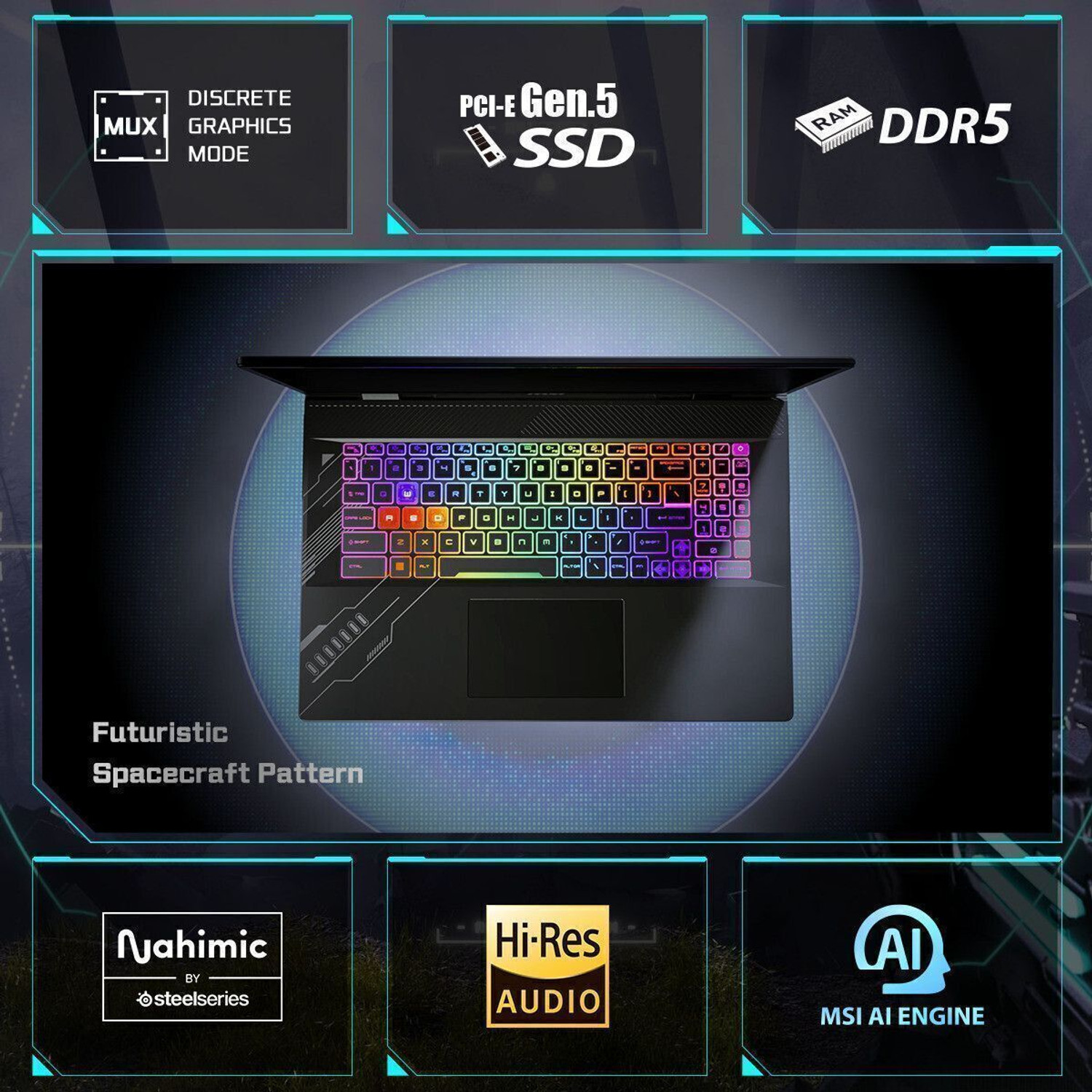 Image of MSI Crosshair 16 HX Intel Core i7 14th Gen 14700HX - (32 GB /1 TB SSD /Windows 11 Home /8 GB Graphics /NVIDIA GeForce RTX 4070 /240 Hz) Crosshair 16 HX D14VGKG-205IN Gaming Laptop