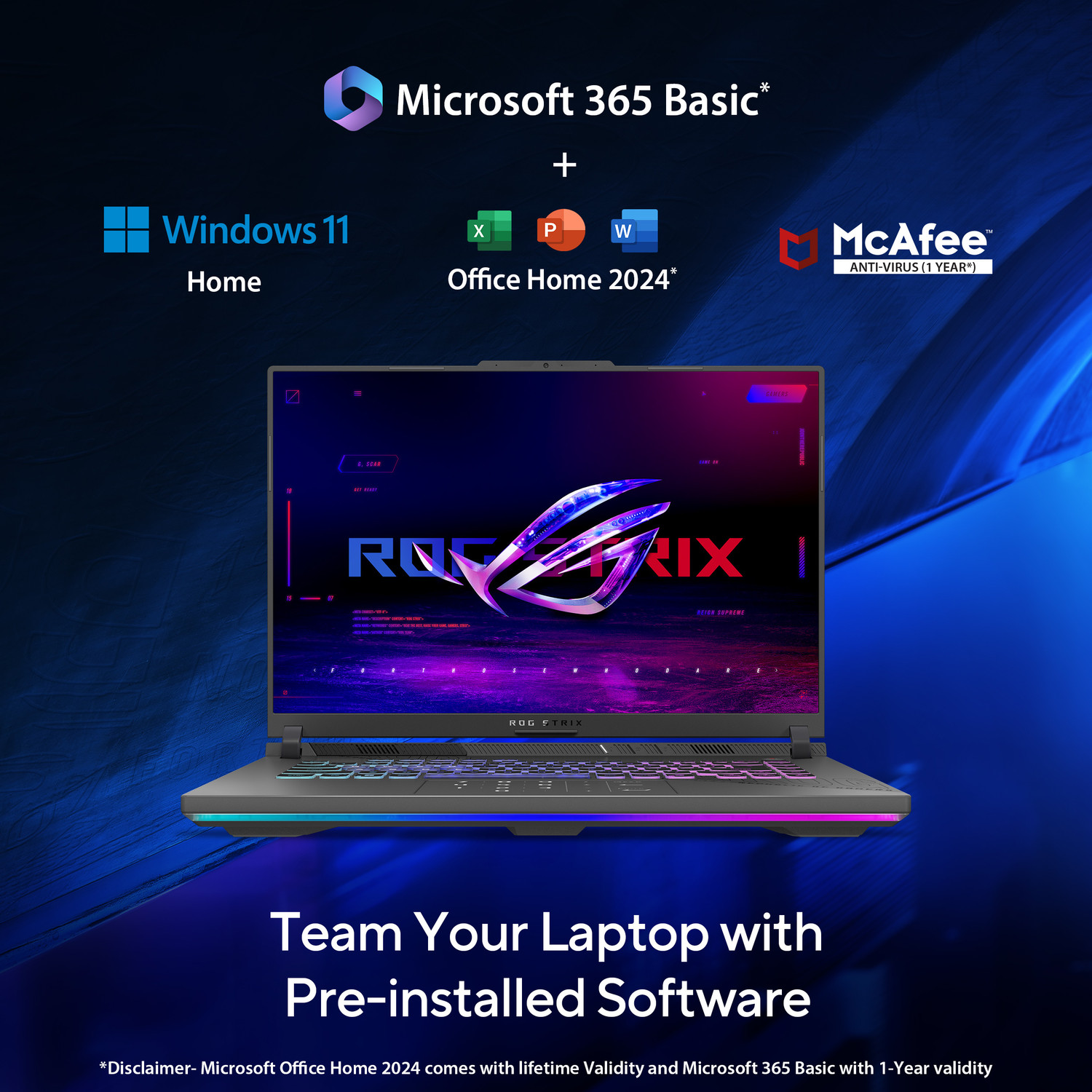 Image of ASUS ROG Strix G16 (2025) with Office 2024 + M365 Basic* AMD Ryzen 9 16 Core 8940HX - (16 GB /1 TB SSD /Windows 11 Home /8 GB Graphics /NVIDIA GeForce RTX 5050 /165 Hz) G614PH-RV033WS Gaming Laptop