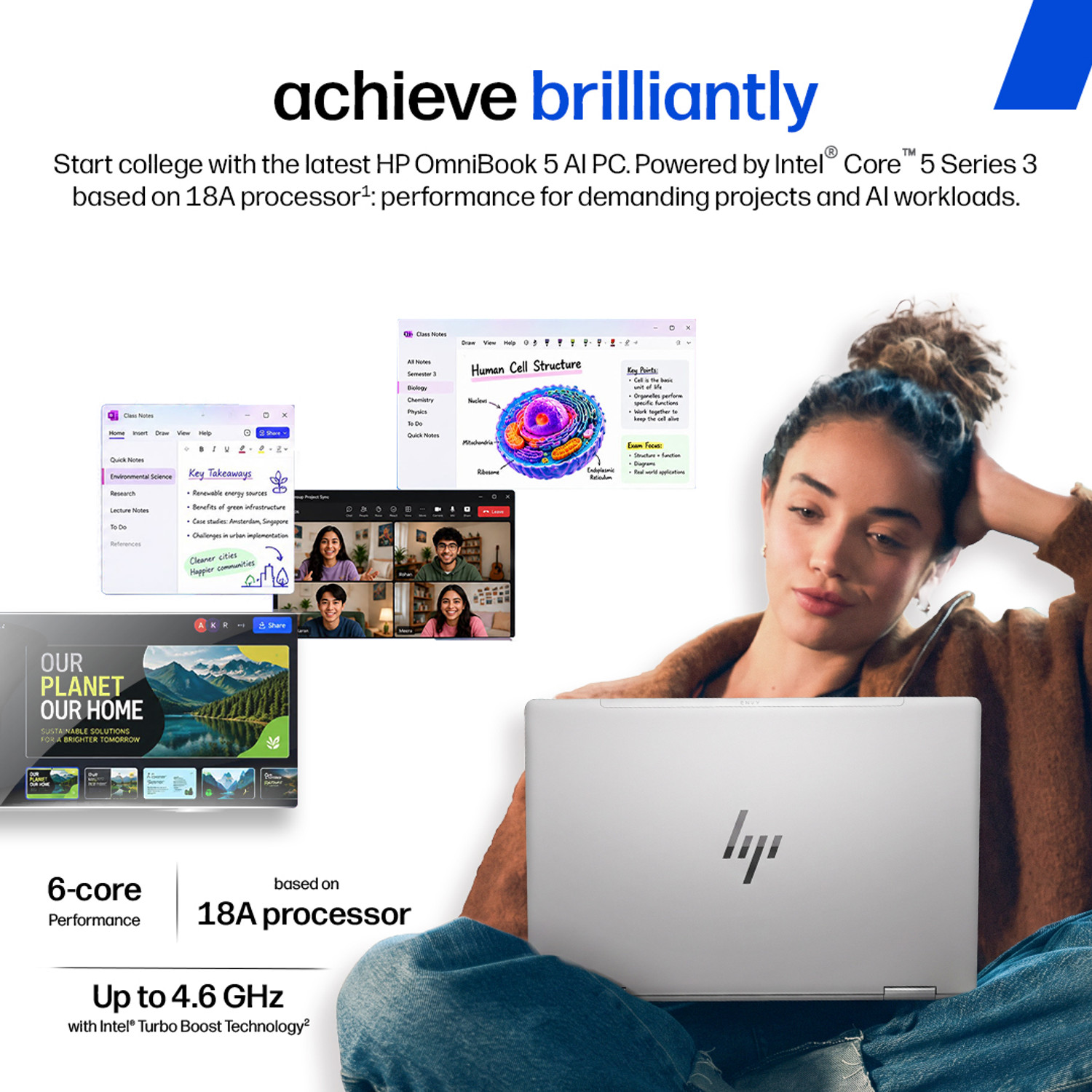 Image of HP Omnibook 5 2k OLED Intel Core 5 Series 3 320 - (8 GB /512 GB SSD /Windows 11 Home) 14-mh0017TU Laptop (14 inch, Smoke Silver Aluminum, 1.2 kg, With MS Office)