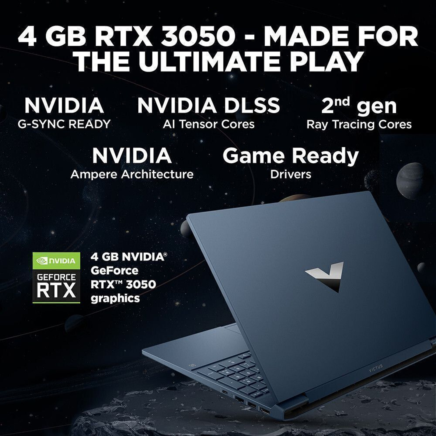 Image of HP Victus AMD Ryzen 5 Hexa Core 5600H - (8 GB /512 GB SSD /Windows 11 Home /4 GB Graphics /NVIDIA GeForce RTX 3050) 15-fb0135AX Gaming Laptop