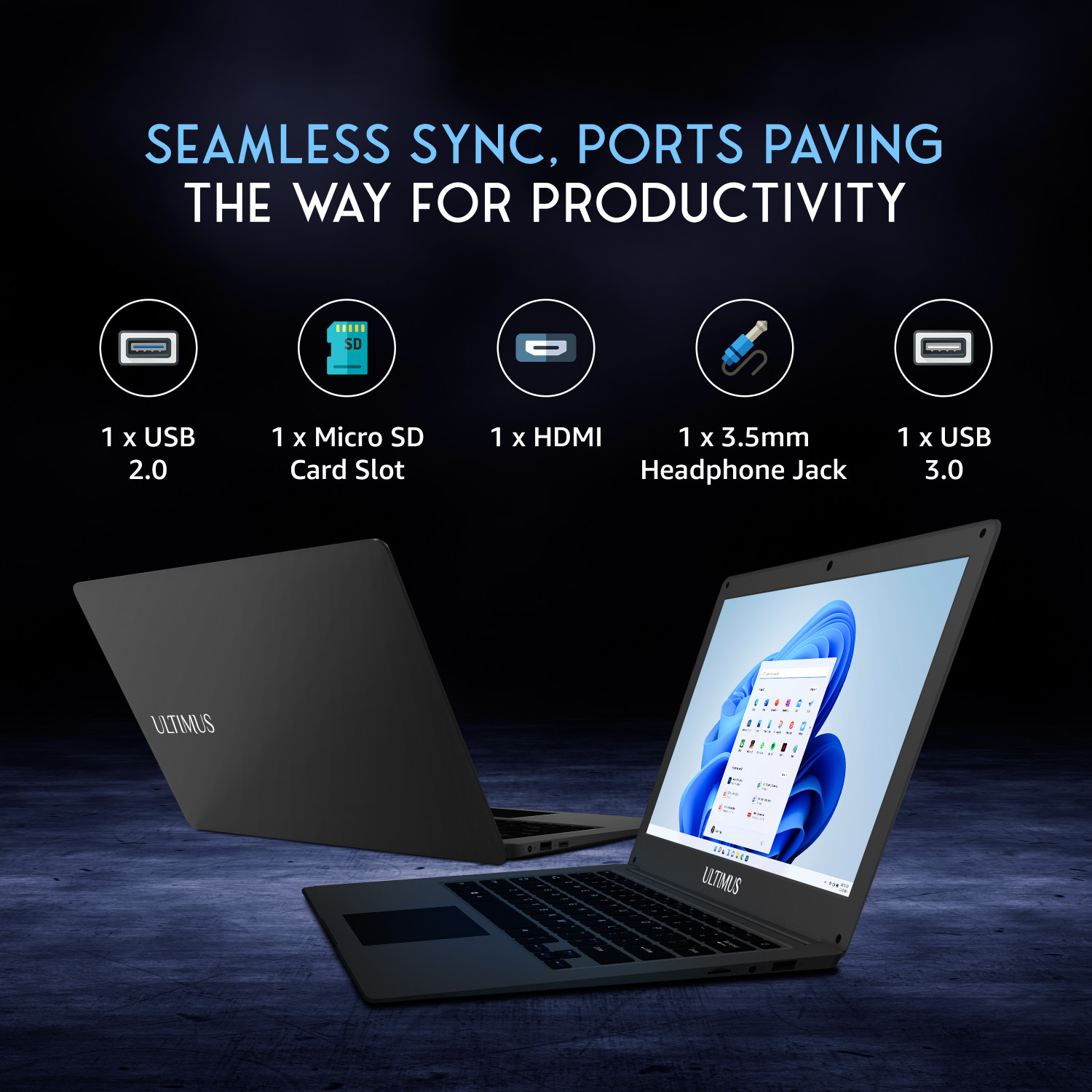 Image of Ultimus Pro Intel Celeron Dual Core - (8 GB /256 GB SSD /Windows 11 Home) NU14U3INC54BN-MB Thin and Light Laptop