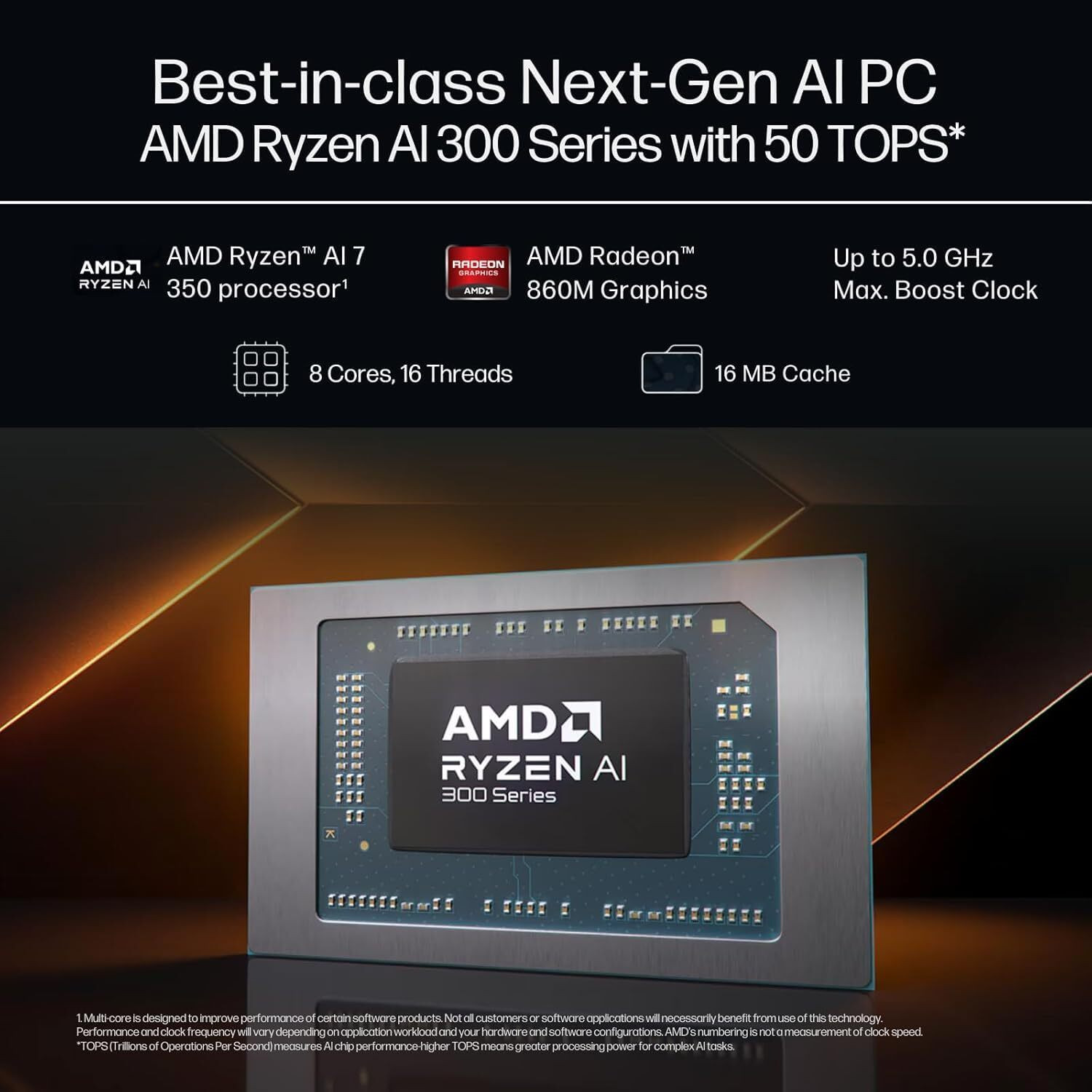 Image of HP AMD Ryzen AI 7 Octa Core Ryzen AI 7 350 - (16 GB /512 GB SSD /Windows 11 Home) ag1048au Laptop