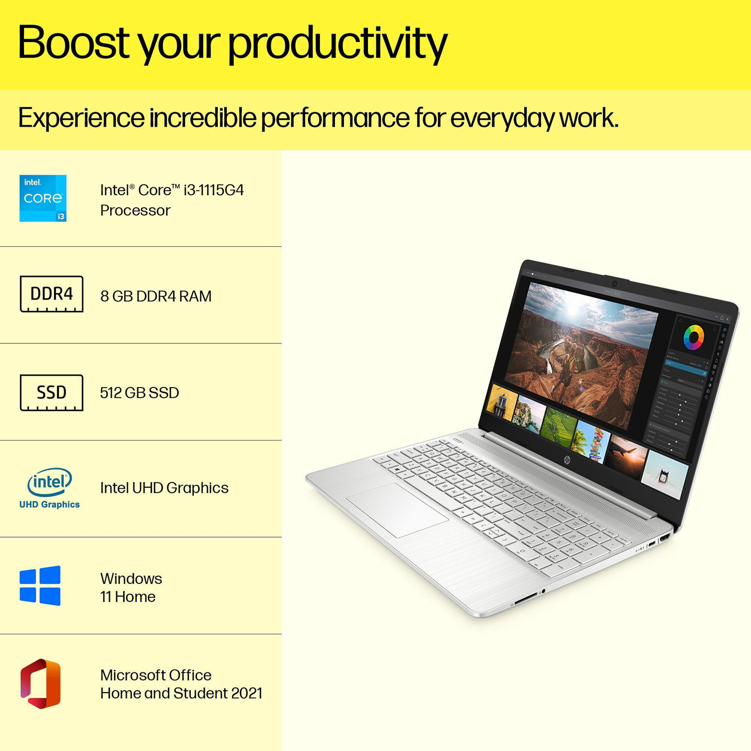 Image of HP 15s Intel Core i3 11th Gen 1115G4 - (8 GB /512 GB SSD /Windows 11 Home) 15s-fq2717TU Thin and Light Laptop