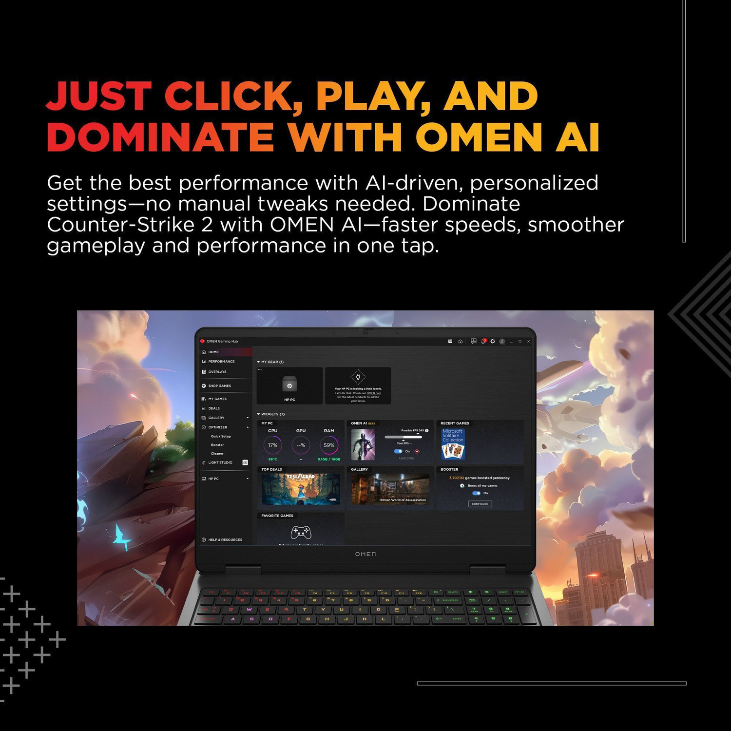 Image of HP OMEN (i7 14th Gen) Intel Core 7 240H - (24 GB /1 TB SSD /Windows 11 Home /8 GB Graphics /NVIDIA GeForce RTX 5050) 16-am0277TX Gaming Laptop
