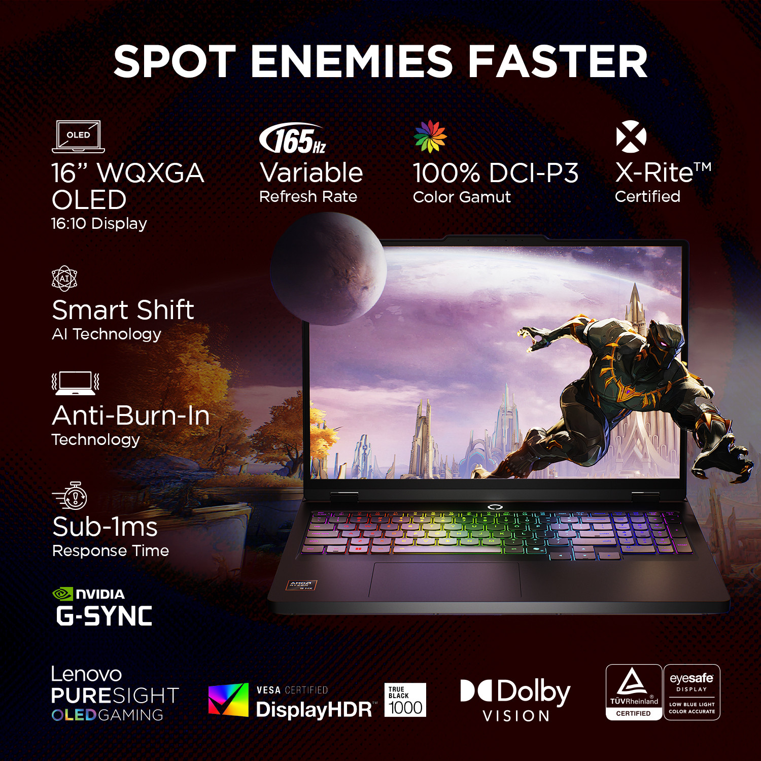 Image of Lenovo Legion Pro 5 WQXGA OLED AMD Ryzen 9 16 Core 9955HX - (32 GB /1 TB SSD /Windows 11 Home /8 GB Graphics /NVIDIA GeForce RTX 5060 /165 Hz) Legion Pro 5 16AFR10 Gaming Laptop