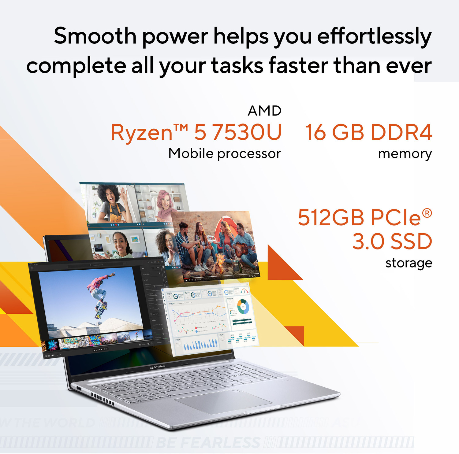 Image of ASUS Vivobook 16 AMD Ryzen 5 Hexa Core 7530U - (16 GB /512 GB SSD /Windows 11 Home) M1605YA-MB542WS Laptop