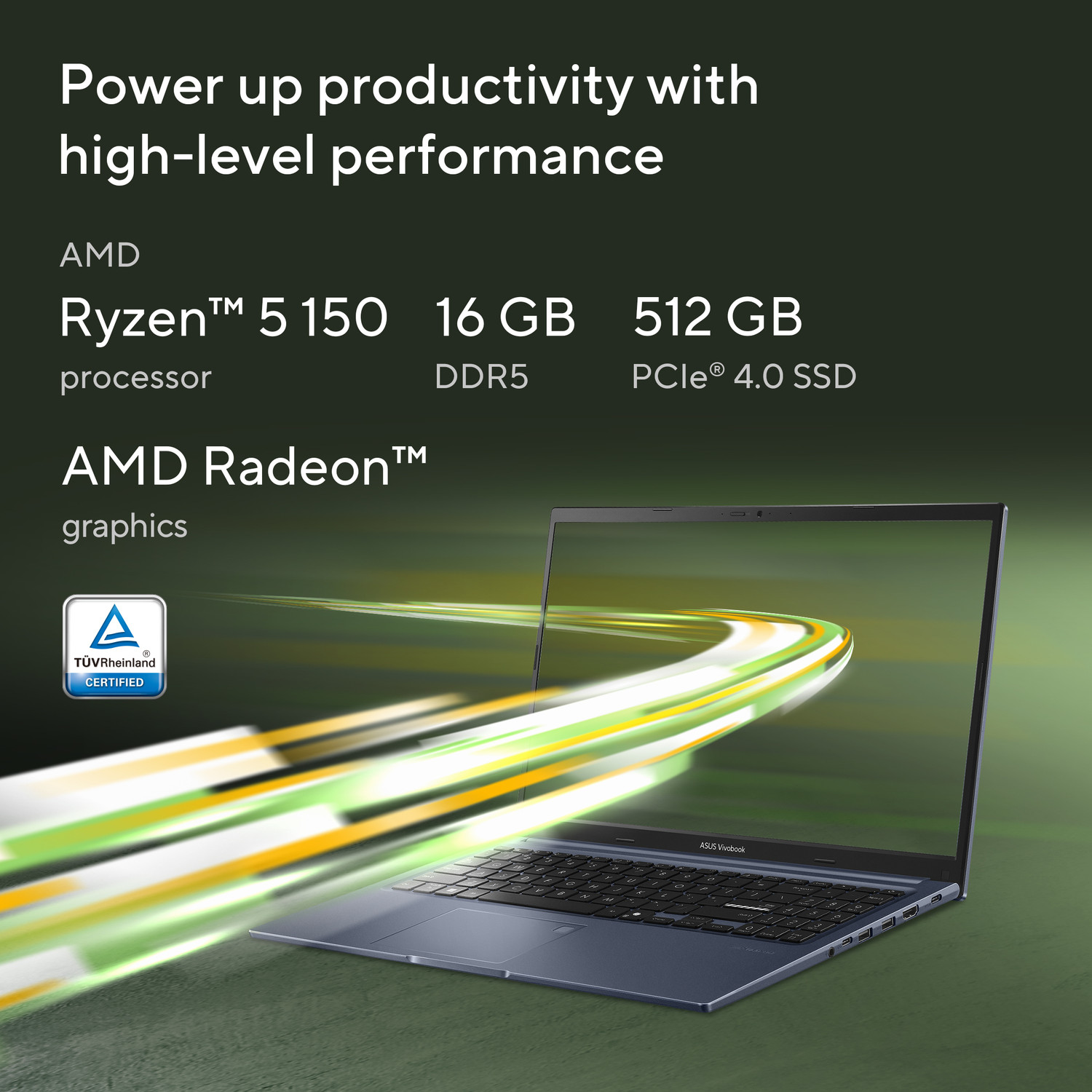 Image of ASUS Vivobook 15 (2026) with Office 2024 + M365 Basic*, AMD Ryzen 5 Hexa Core 150 - (16 GB /512 GB SSD /Windows 11 Home) M1502NAQ-BQ118WS Thin and Light Laptop