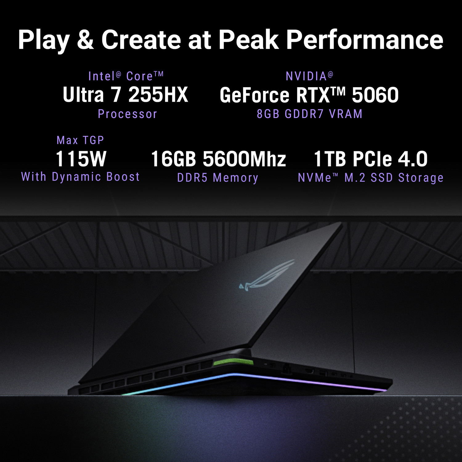 Image of ASUS ROG Strix G16 (2026) Intel Core Ultra 7 255HX - (16 GB /1 TB SSD /Windows 11 Home /8 GB Graphics /NVIDIA GeForce RTX 5060 /300 Hz) G615LM-TS268WS Gaming Laptop