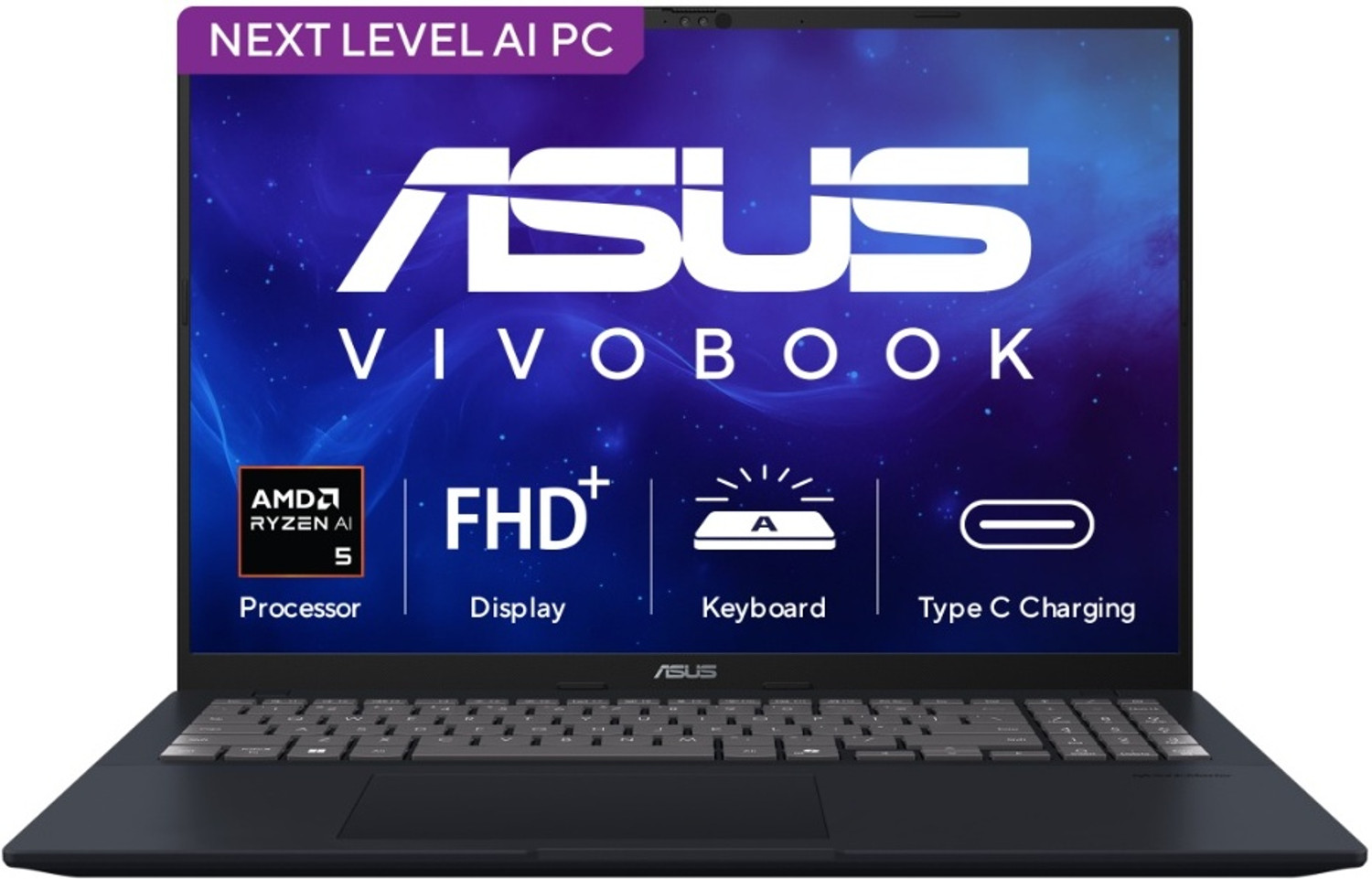 Image of ASUS Vivobook 16 (2026), NPU up to 50TOPS AMD Ryzen AI 5 Quad Core 330 - (16 GB /512 GB SSD /Windows 11 Home) M1607KA-MB268WS Thin and Light Laptop (16 inch, Quiet Blue, 1.88 kg, With MS Office)