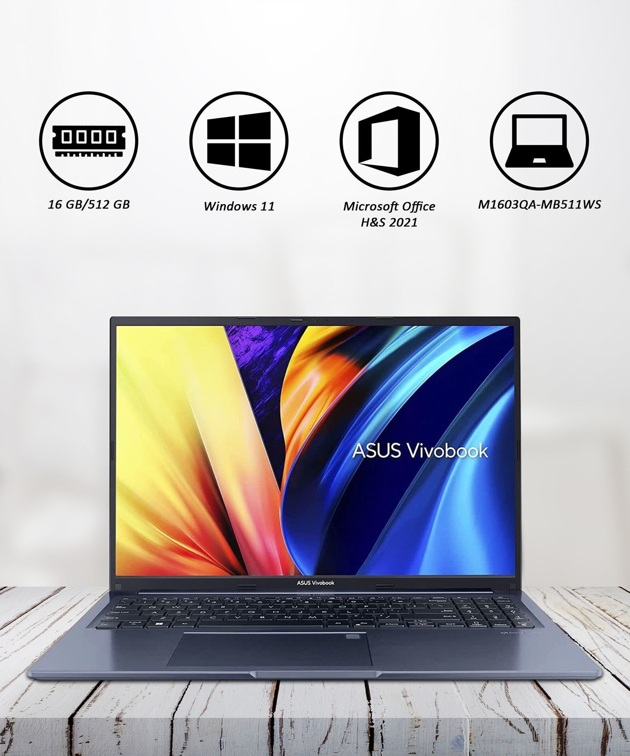 Image of ASUS Vivobook 16X AMD Ryzen 5 Hexa Core 5600H - (16 GB /512 GB SSD /Windows 11 Home) M1603QA-MB511WS Laptop