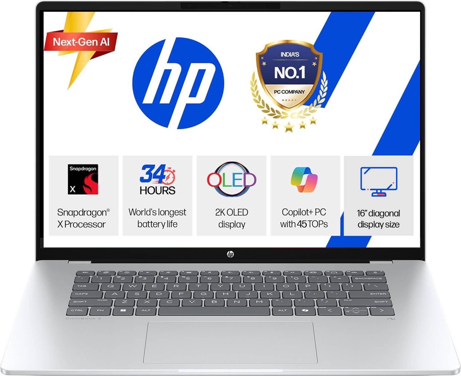 HP Omnibook 5 2K OLED Snapdragon X 16GB 1TB SSD - Image 1