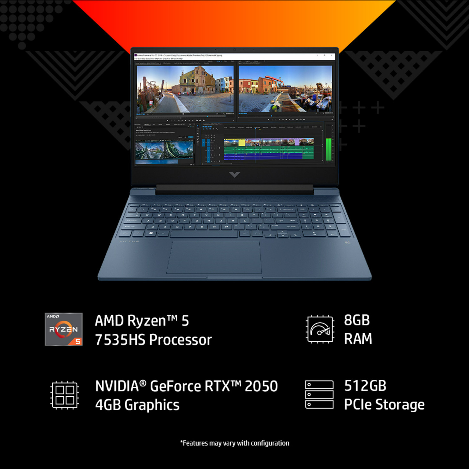Image of HP Victus 15 AMD Ryzen 5 Hexa Core 7535HS - (8 GB /512 GB SSD /Windows 11 Home /4 GB Graphics /NVIDIA GeForce RTX 2050) 15-fb1016AX Gaming Laptop