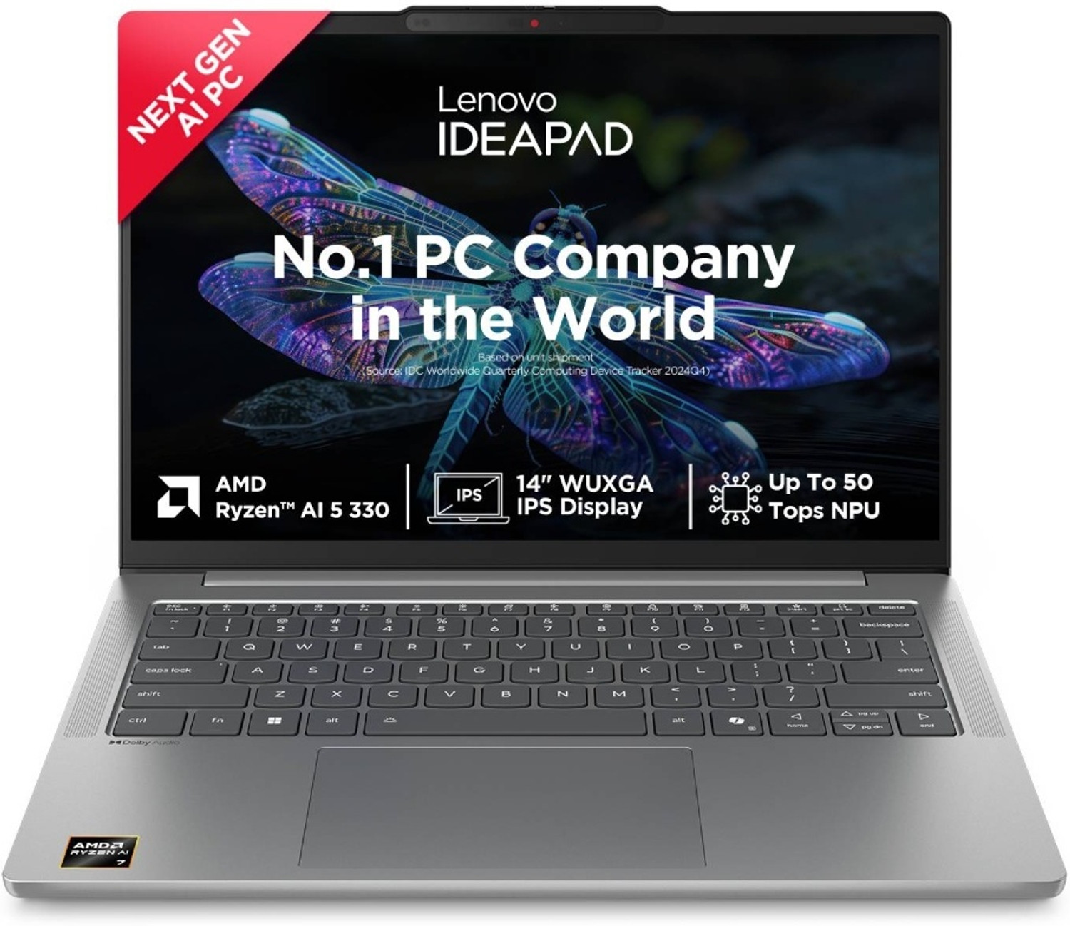 Image of Lenovo AMD Ryzen AI 5 Quad Core 330 - (16 GB /512 GB SSD /Windows 11 Home) IdeaPad Slim 5 14AKP10 Thin and Light Laptop