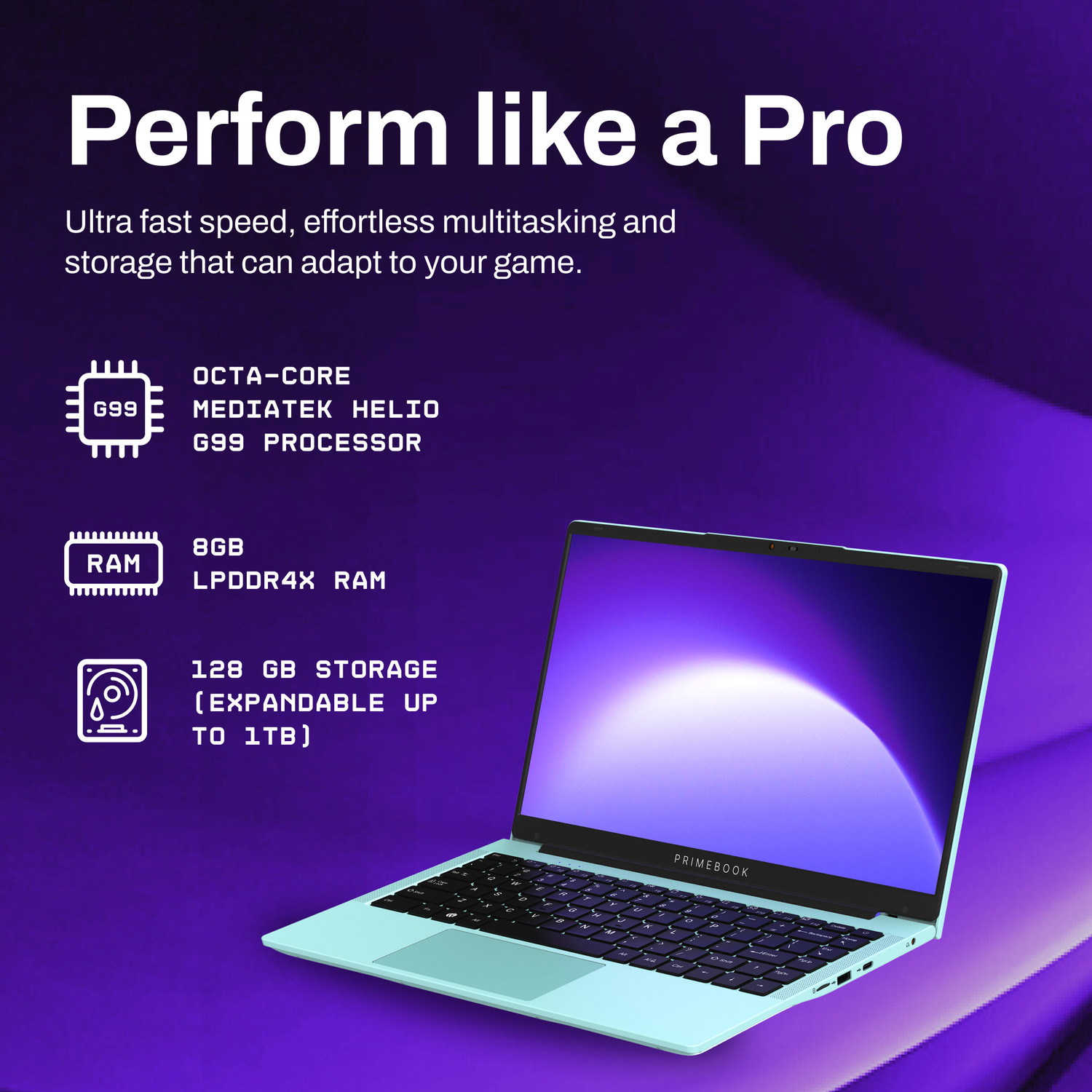 Image of Primebook 2 Pro (2025) in-Built AI MediaTek Helio G99 (MT8781) - (8 GB /128 GB /Android 15) PBG9914128#317U Laptop
