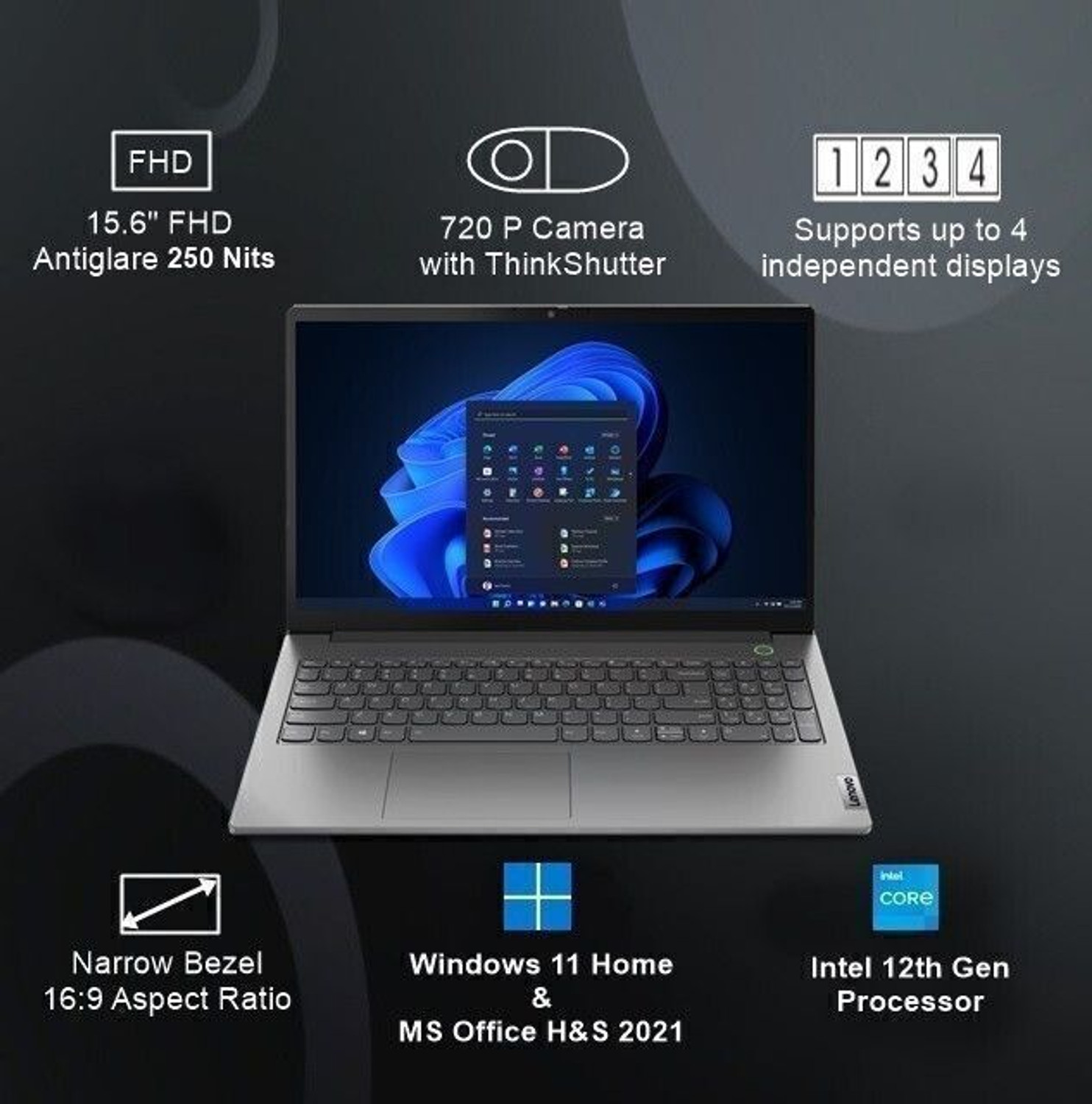 Image of Lenovo Intel Core i5 12th Gen - (8 GB /512 GB SSD /Windows 11 Home) TB15 G4 IAP Thin and Light Laptop