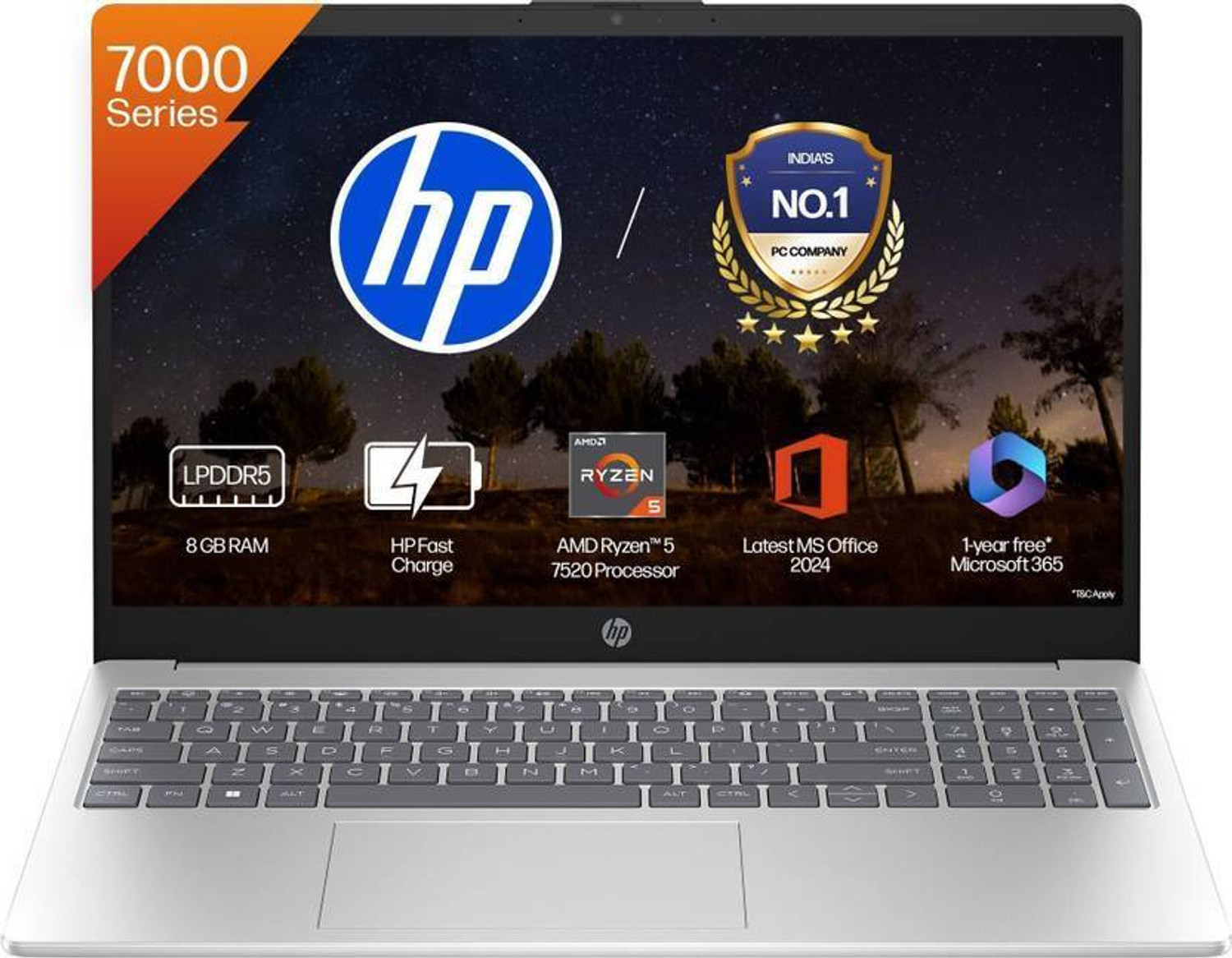 Image of HP AMD Ryzen 5 Quad Core 7520U - (8 GB /512 GB SSD /Windows 11 Home) 15-fc0155AU Thin and Light Laptop