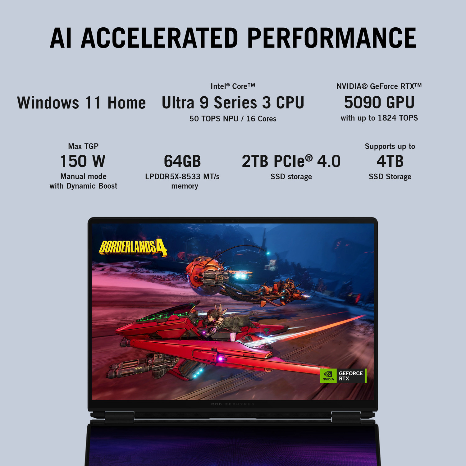 Image of ASUS ROG Zephyrus Duo 16 OLED (2026) with Touch Screen Intel Core Ultra 9 386H - (64 GB /2 TB SSD /Windows 11 Home /24 GB Graphics /NVIDIA GeForce RTX 5090 /120 Hz) GX651AX-SR099WS Gaming Laptop