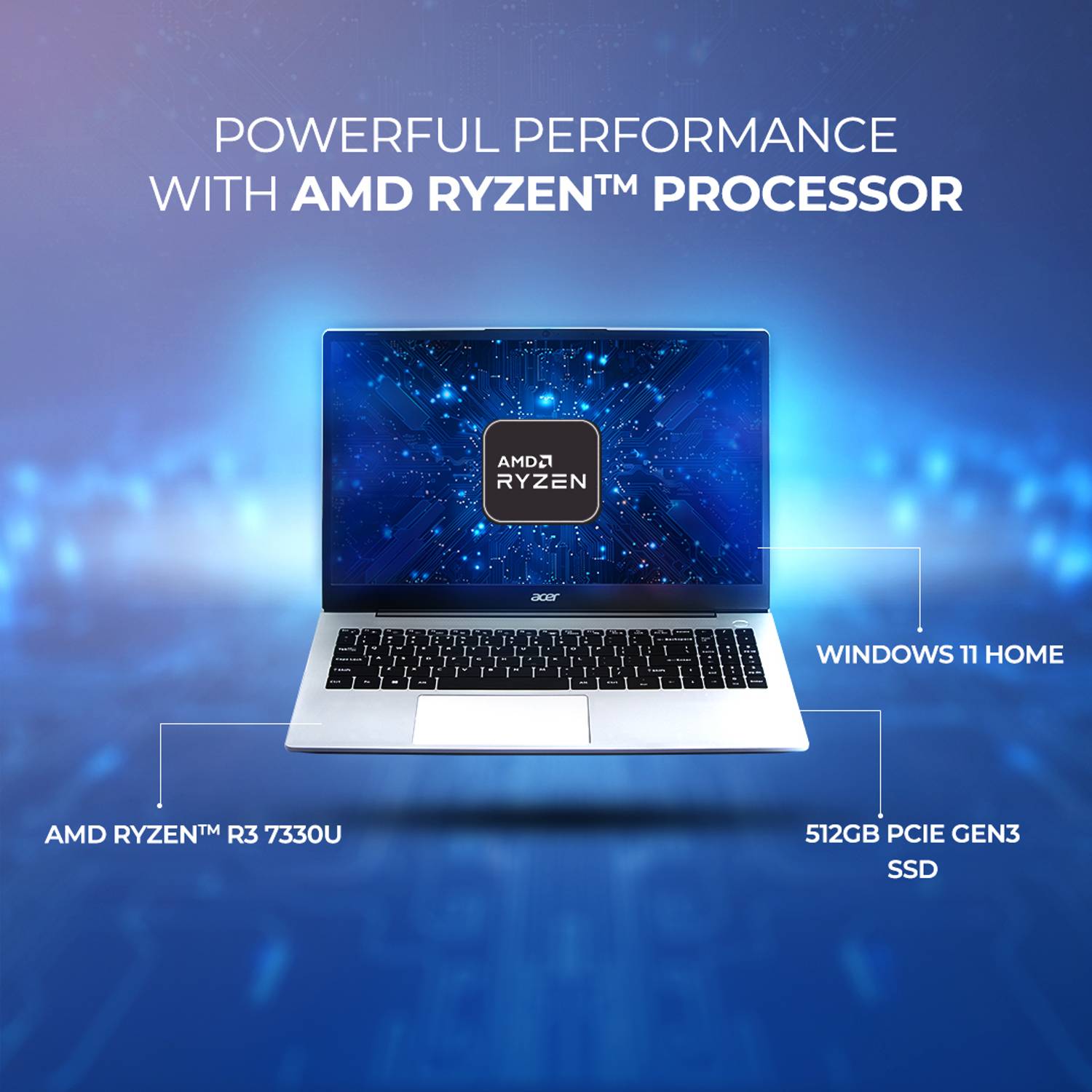 Acer Aspire 3 AMD Ryzen 3 Quad Core 7330U - (8 GB/512 GB SSD/Windows 11 Home) A311-45 Notebook - Image 3