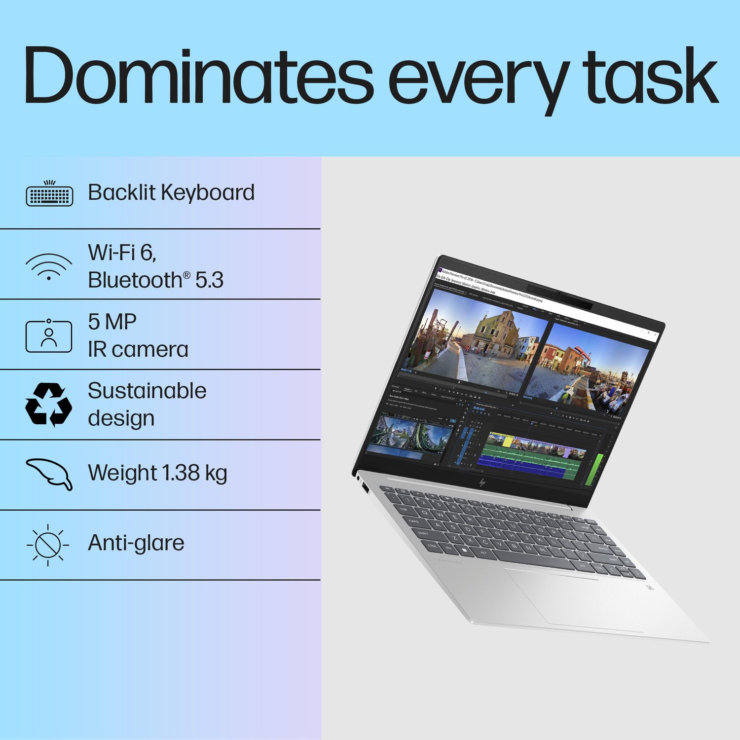 Image of HP Pavilion Plus MSO 2024 Intel Core i5 13th Gen 1335U - (16 GB /512 GB SSD /Windows 11 Home) 14-ew0107TU Thin and Light Laptop