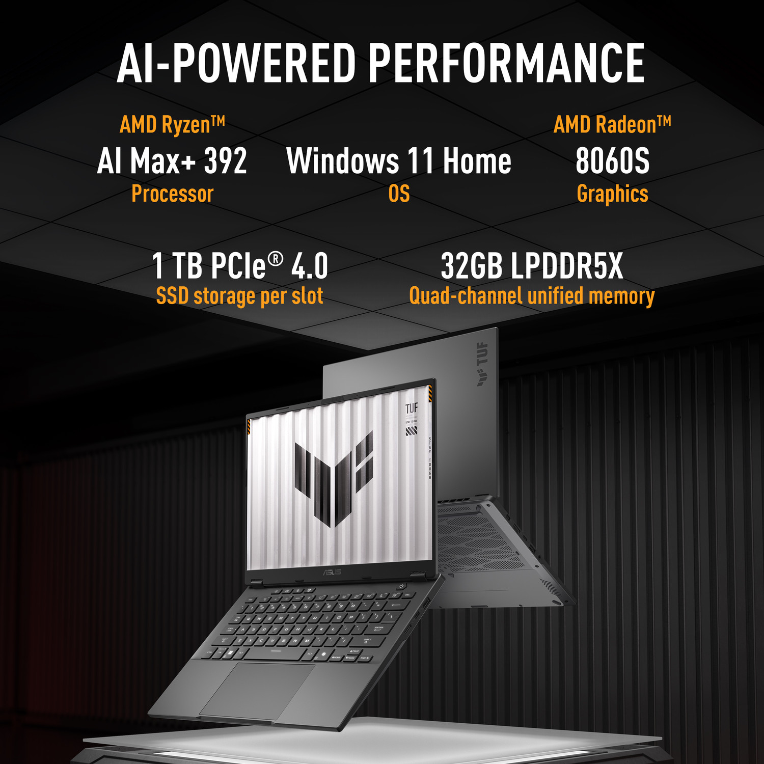 Image of ASUS TUF Gaming A14 (2026) with Office 2024 + M365 Basic, AI PC NPU upto 50TOPS AMD Ryzen AI Max+ - (32 GB /1 TB SSD /Windows 11 Home /AMD Radeon 8060S /165 Hz) FA401EA-RG020WS Gaming Laptop
