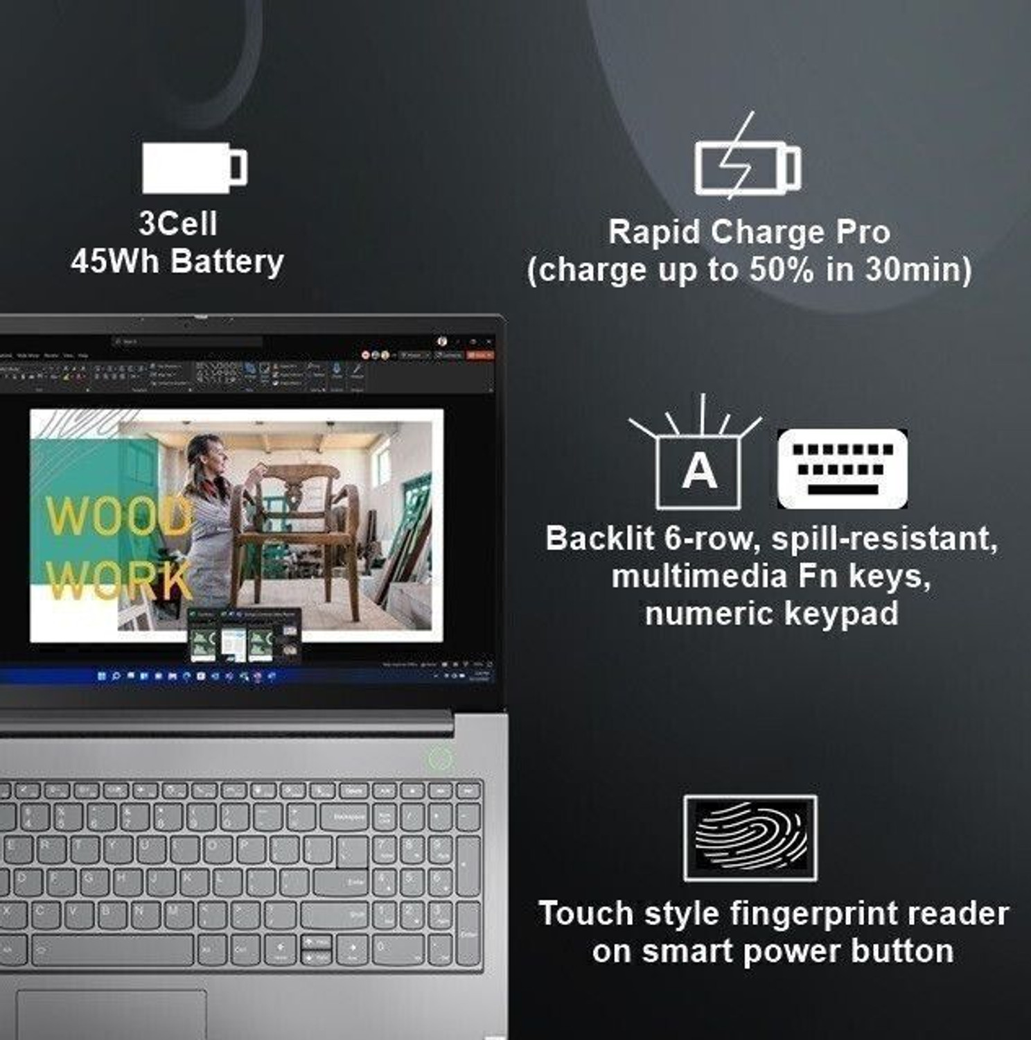 Image of Lenovo Intel Core i5 12th Gen - (8 GB /512 GB SSD /Windows 11 Home) TB15 G4 IAP Thin and Light Laptop