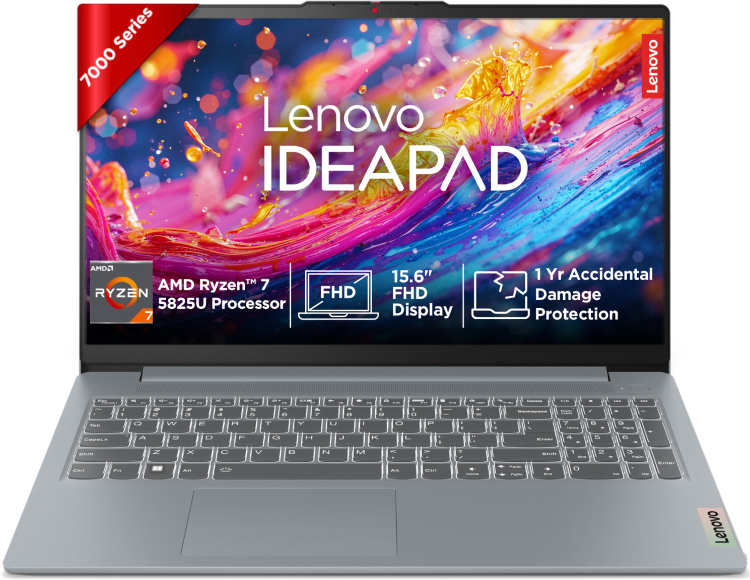 Image of Lenovo IdeaPad Slim 3 AMD Ryzen 7 Octa Core 5825U - (16 GB /512 GB SSD /Windows 11 Home) IdeaPad Slim 3 15ABR8 Thin and Light Laptop