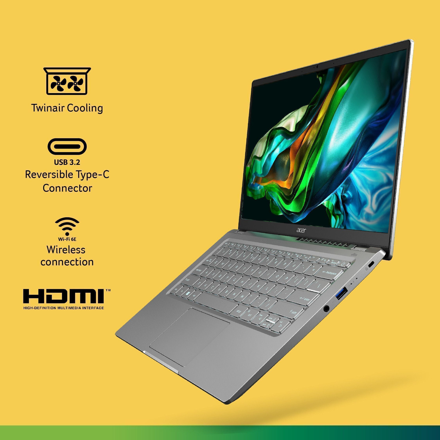 Image of Acer Swift Go 14 AMD Ryzen 5 Hexa Core 7530U - (16 GB /512 GB SSD /Windows 11 Home) SFG14-41 Thin and Light Laptop