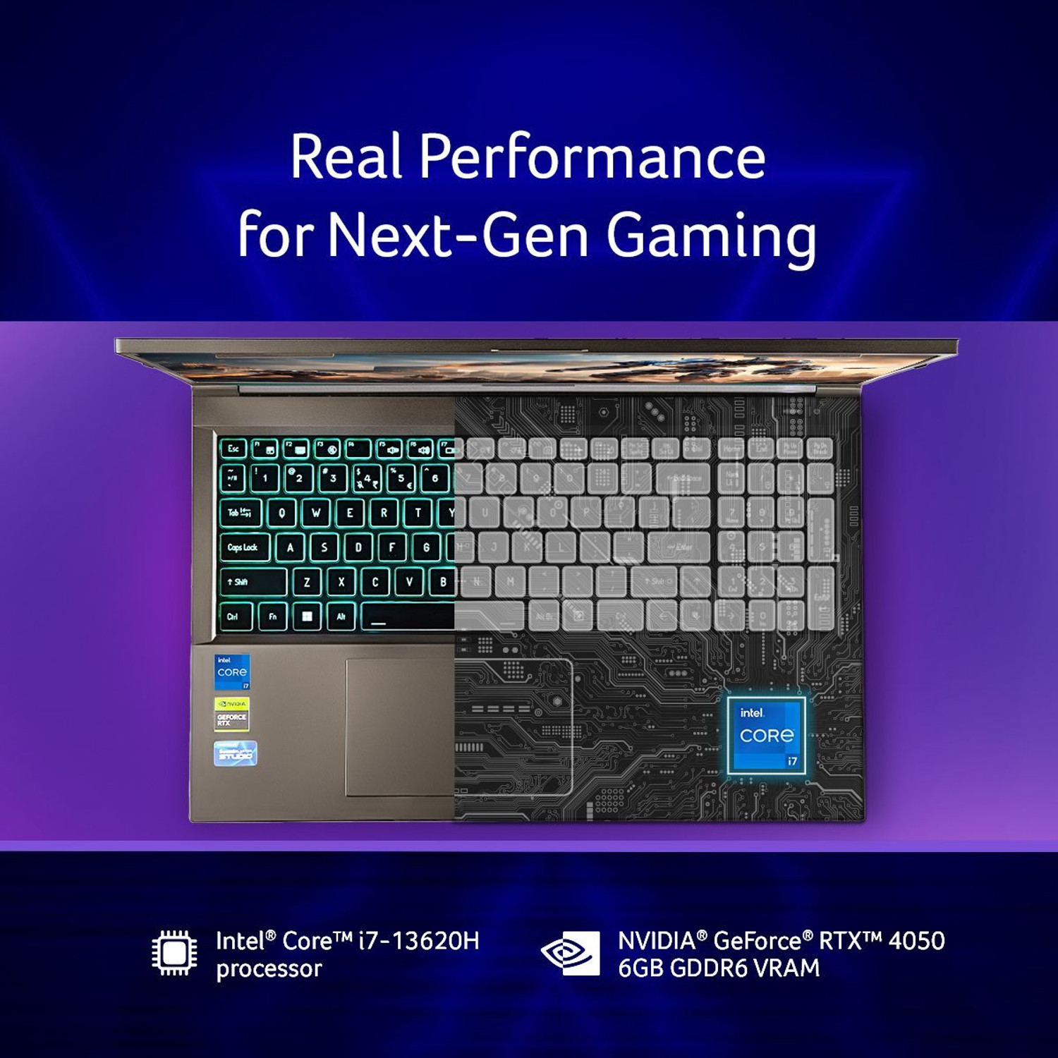 Image of Acer Aspire 7 Intel Core i7 13th Gen 13620H - (16 GB /512 GB SSD /Windows 11 Home /6 GB Graphics /NVIDIA GeForce RTX 4050) A715-79G Gaming Laptop
