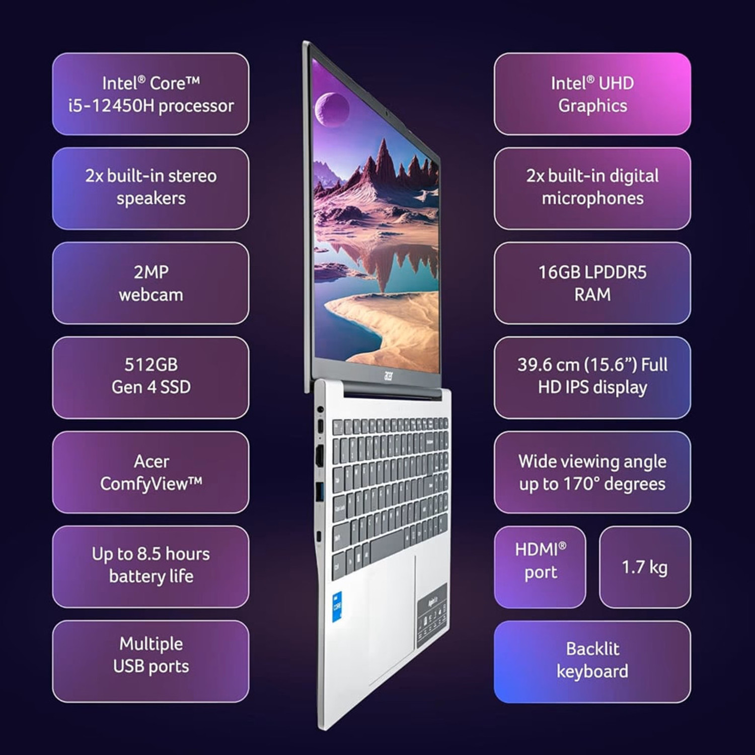 Image of Acer Aspire Lite Intel Core i5 13th Gen i5-13500H - (16 GB /512 GB SSD /Windows 11 Home) AL14-71P Thin and Light Laptop