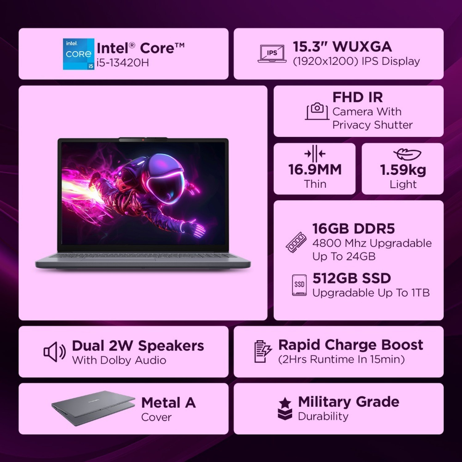 Image of Lenovo IdeaPad Slim 3 Intel Core i5 13th Gen 13420H - (16 GB /512 GB SSD /Windows 11 Home) IdeaPad Slim 3 15IRH10 Thin and Light Laptop