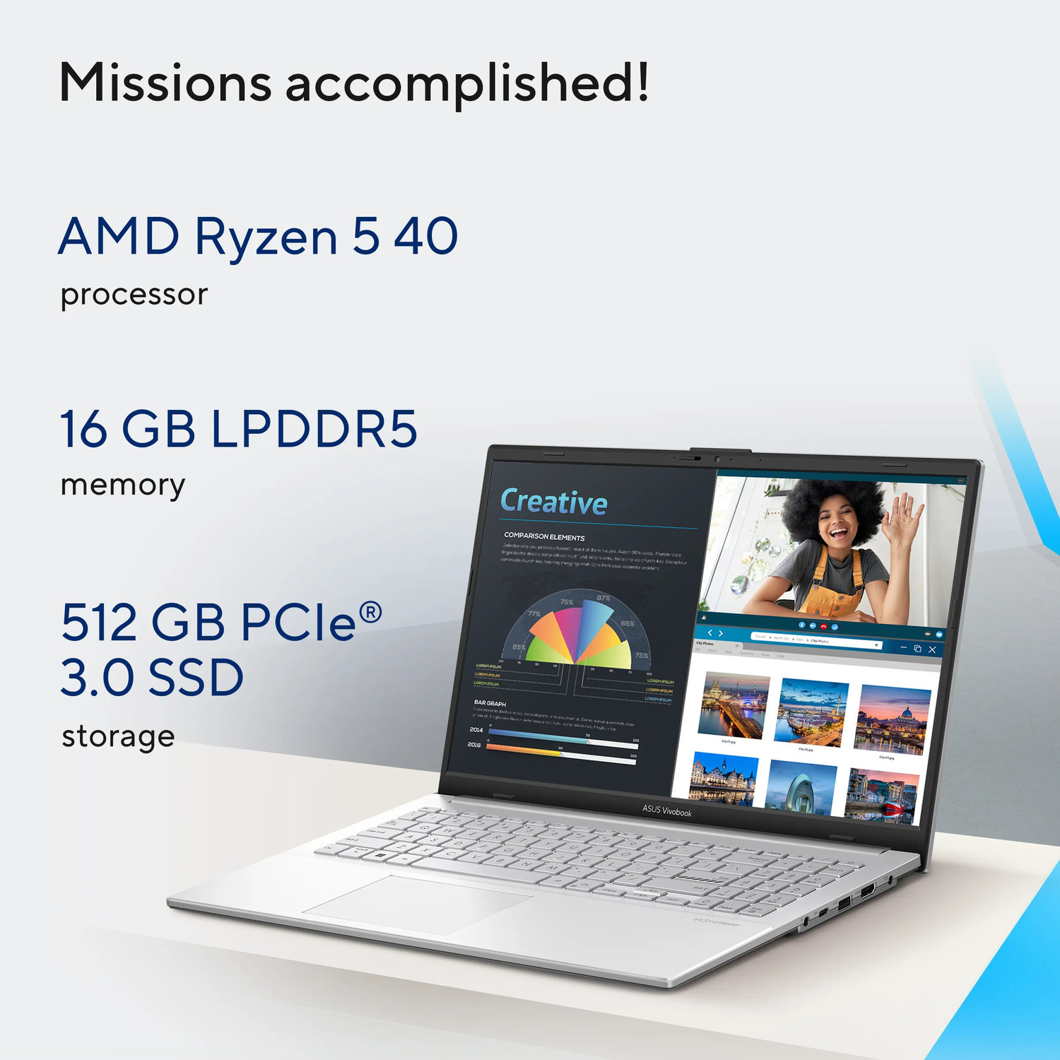 Image of ASUS AMD Ryzen 5 Quad Core AMD Ryzen 5 40 Processor 2.8GHz (6MB Cache, up to 4.3GHz, 4 cores, 8 Threads) - (16 GB /512 GB SSD /Windows 11 Home) E1504FA-IN2816WS 2 in 1 Laptop