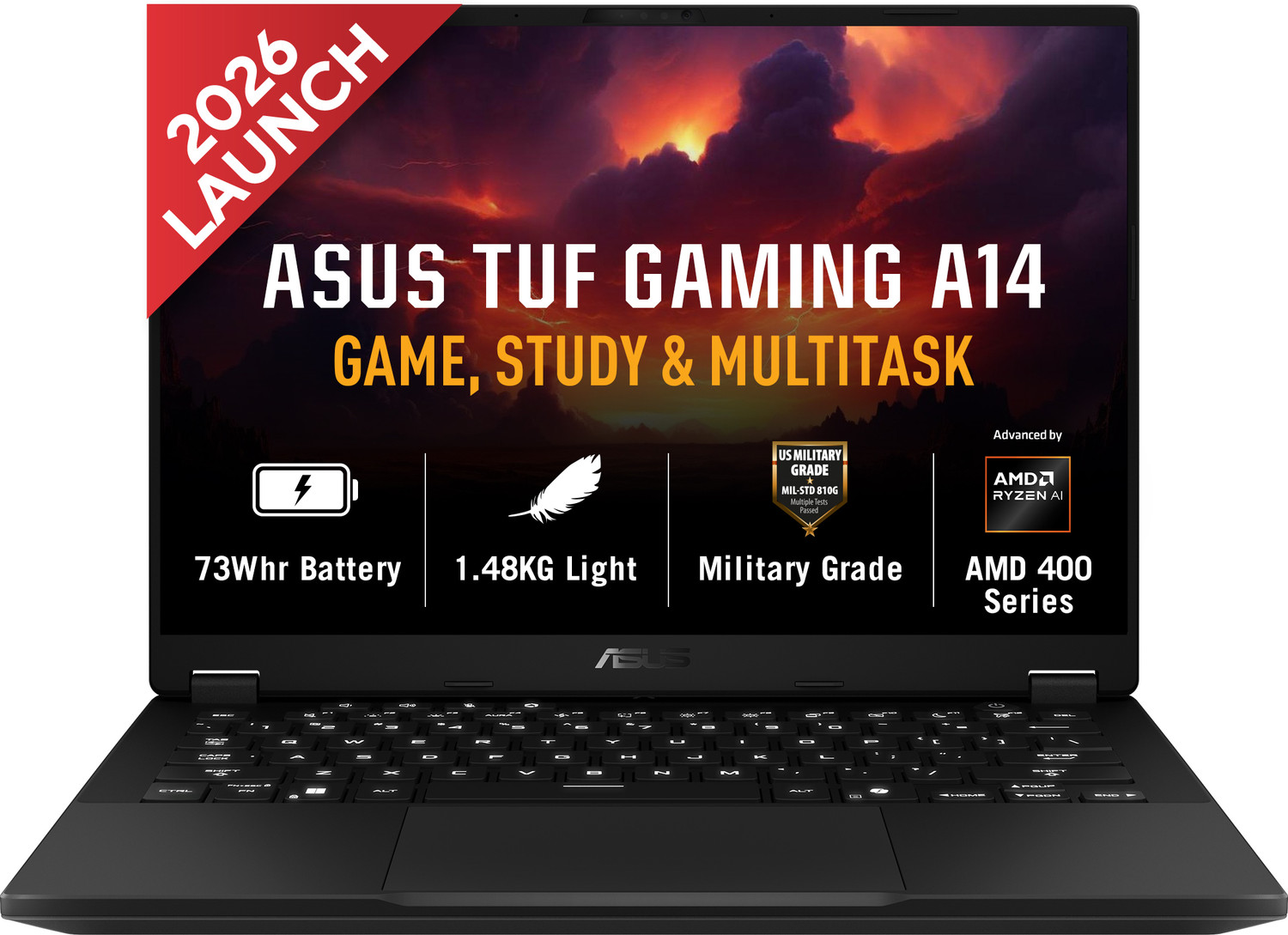 Image of ASUS TUF Gaming A14 (2026) AMD Ryzen AI 9 10 Core 465 - (16 GB /512 GB SSD /Windows 11 Home /8 GB Graphics /NVIDIA GeForce RTX 5060 /165 Hz) FA401GM-RG038WS Gaming Laptop