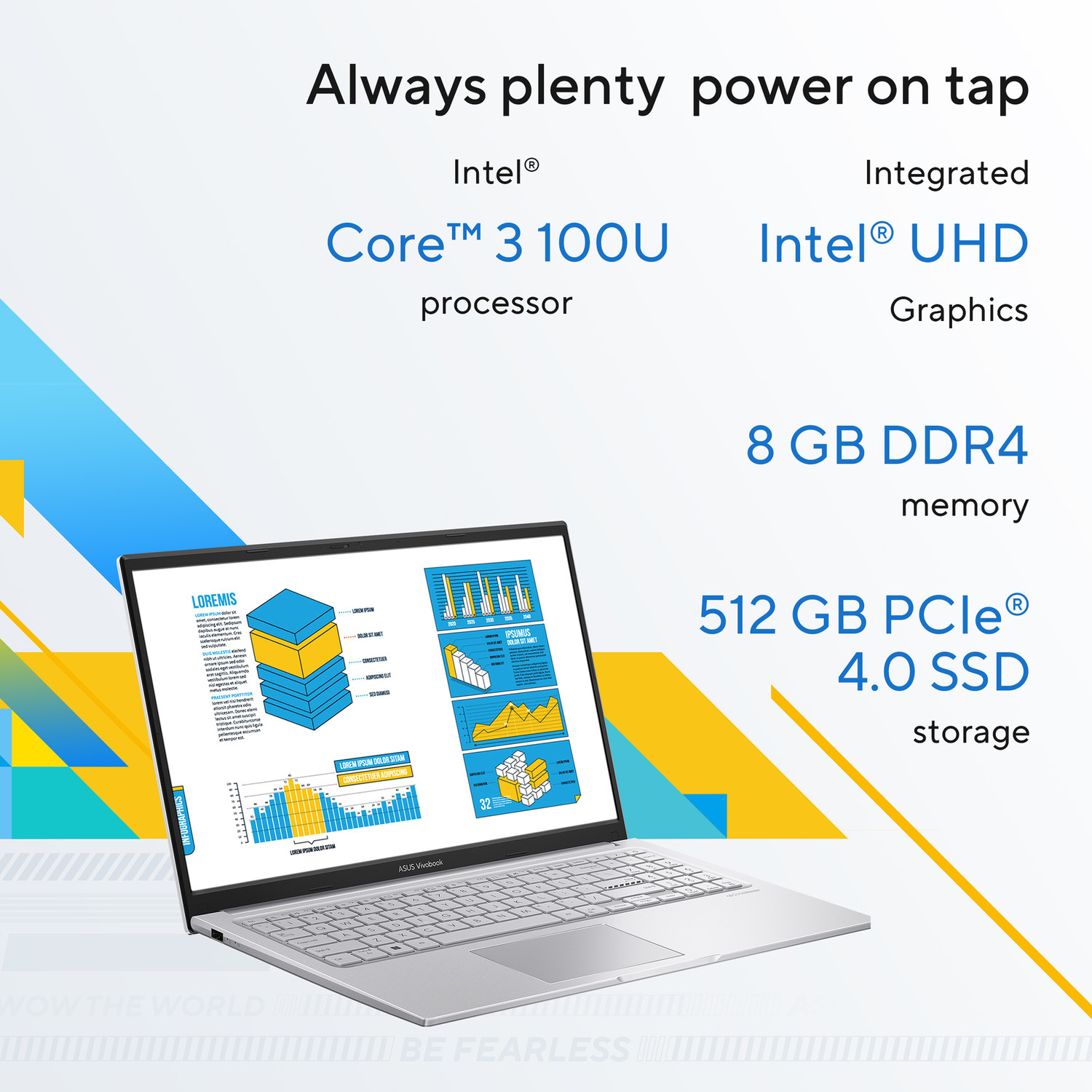 Image of ASUS Vivobook 15 (2026) with Office 2024 + M365 Basic(i3 14th Gen) Intel Core 3 14th Gen 100U - (8 GB /512 GB SSD /Windows 11 Home) X1504VAP-BQ1321WS Thin and Light Laptop